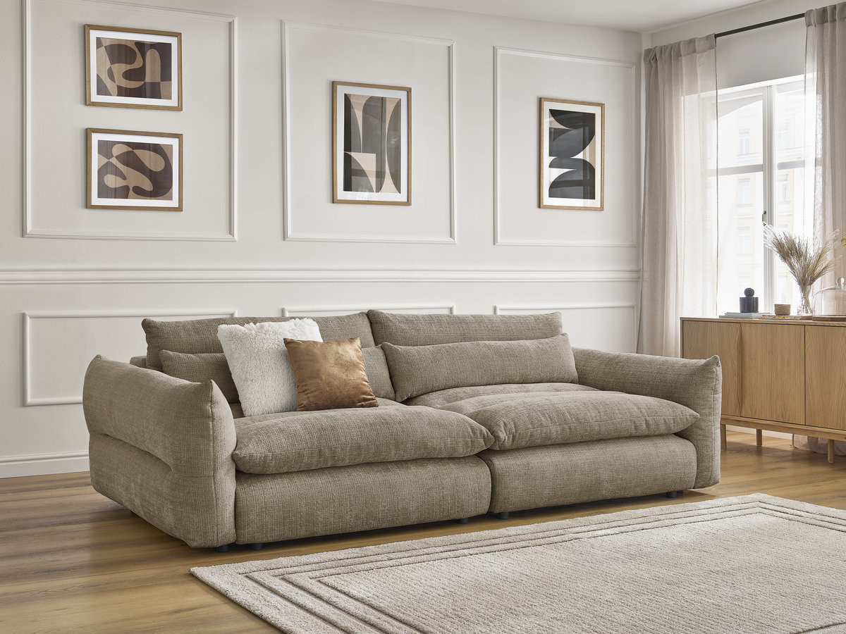 Bobochic Neil Sofa 3-Sitzer Strukturstoff Taupe