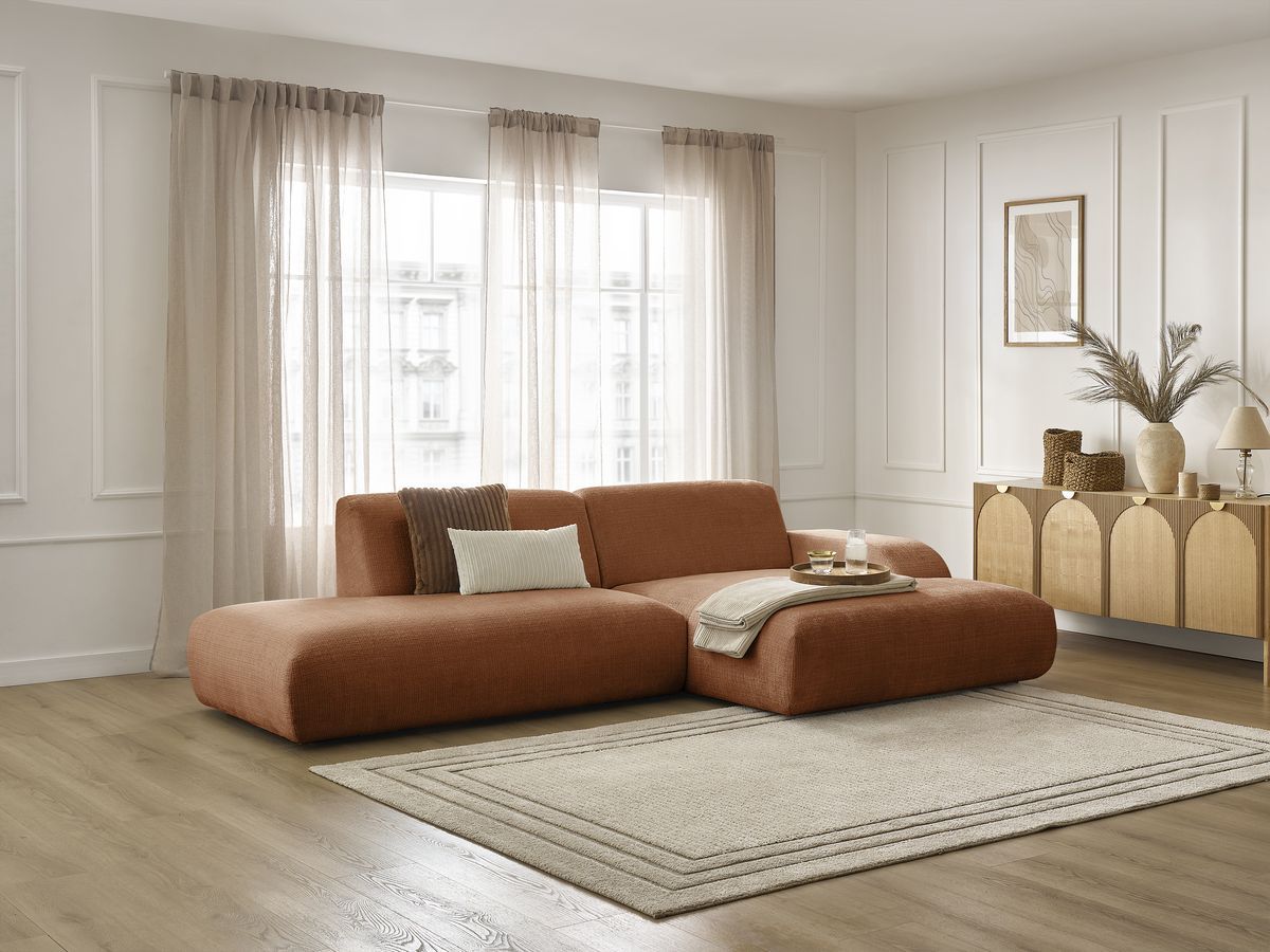 Bobochic Sirius Ecksofa 300 × 170 cm Strukturstoff Orange Ecke rechts