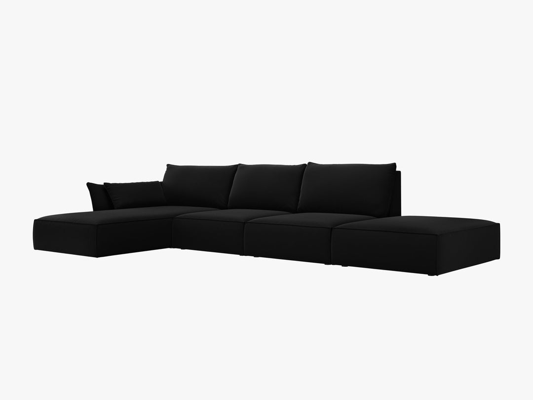 Micadoni Ecksofa Kaelle 5-Sitzer Links Samt Bluvel Schwarz