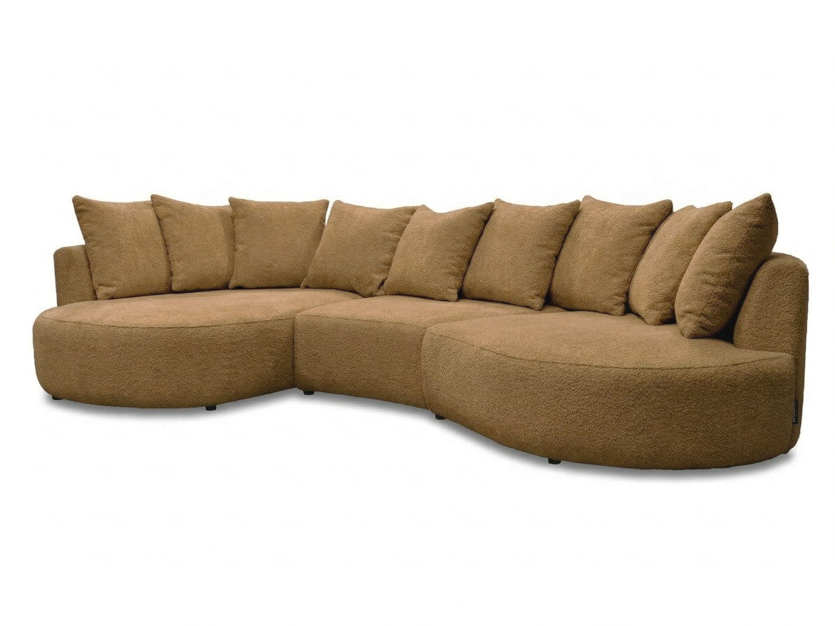 Bobochic Calypso Ecksofa Bouclé-Stoff Ockergelb Ecke links