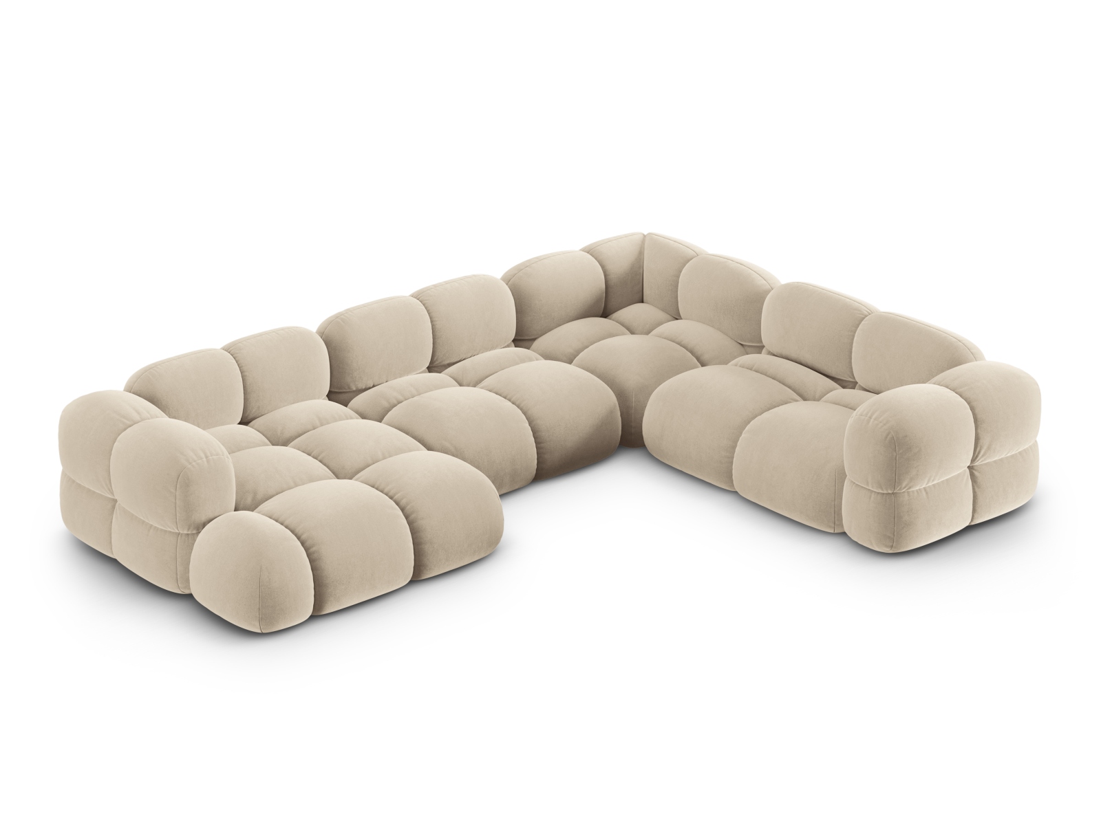 Cosmopolitan Design Panoramasofa Loretto 5-Sitzer Samt Vogue Helles Beige Rechts
