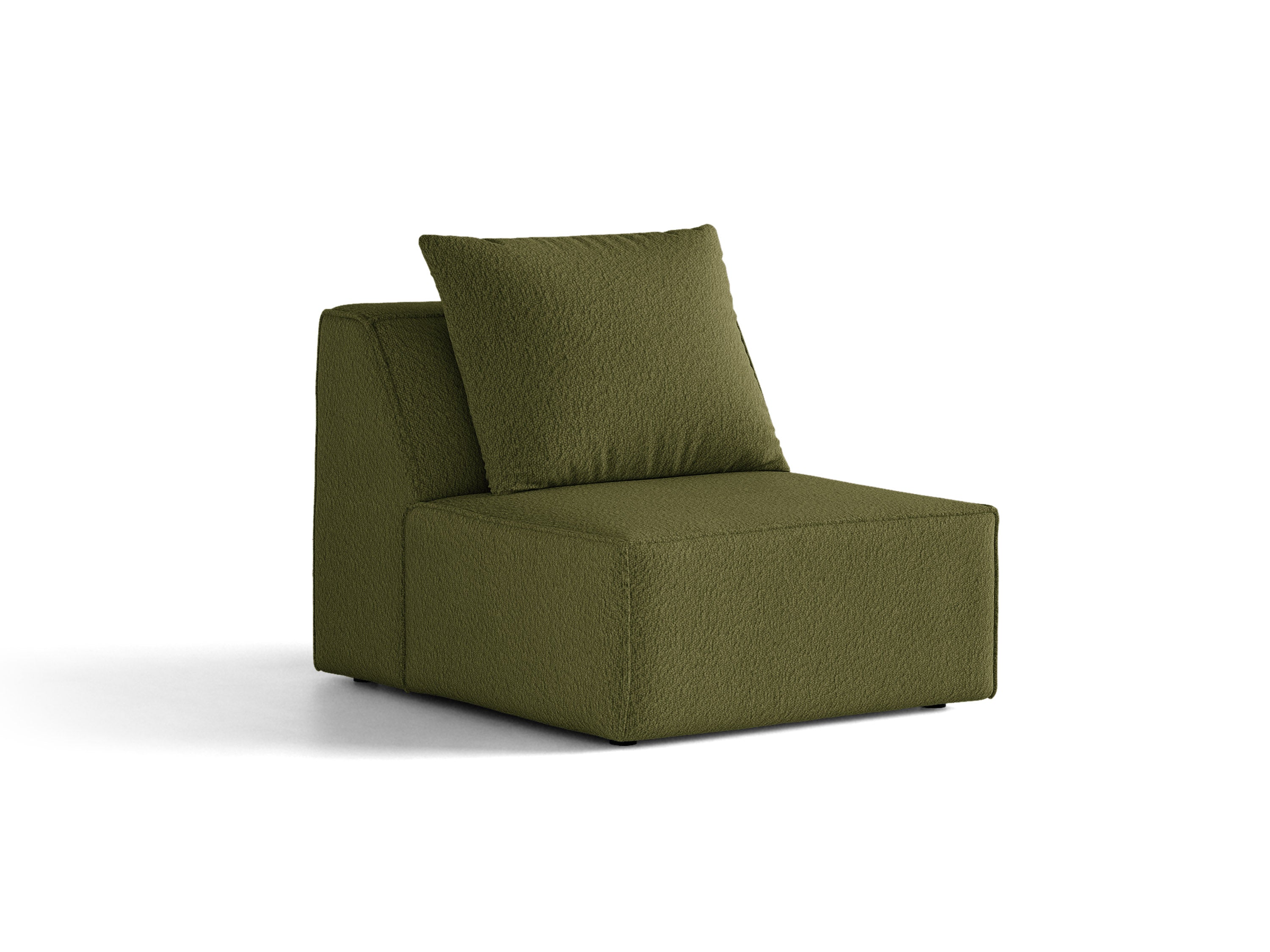 Micadoni Sessel ohne Armlehnen Jodie 1-Sitzer Boucle Baloo Dunkel-Olivgrün