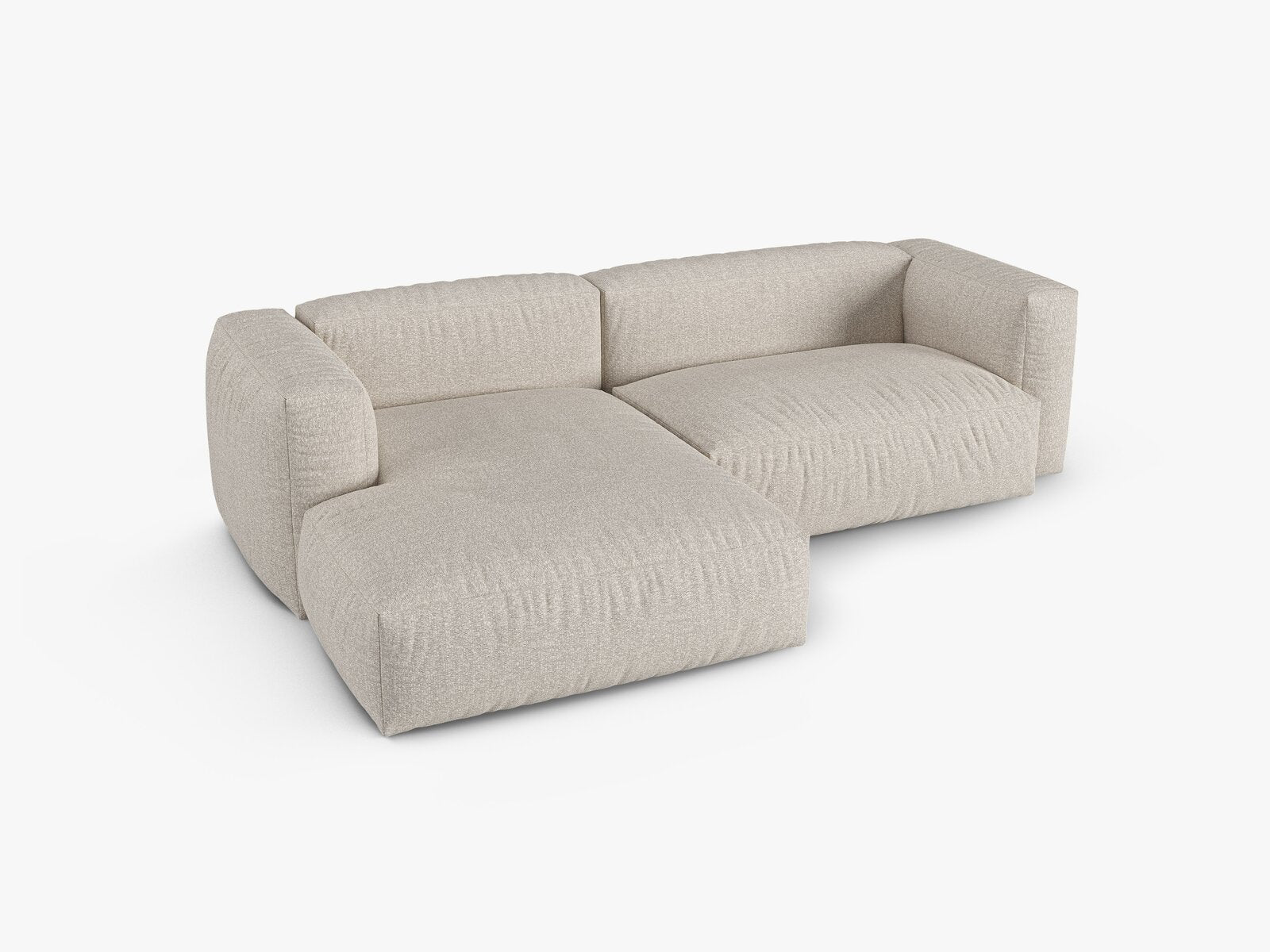Micadoni Ecksofa Martina 2-Sitzer 90cm Sitztiefe Links Boucle Monet Beige