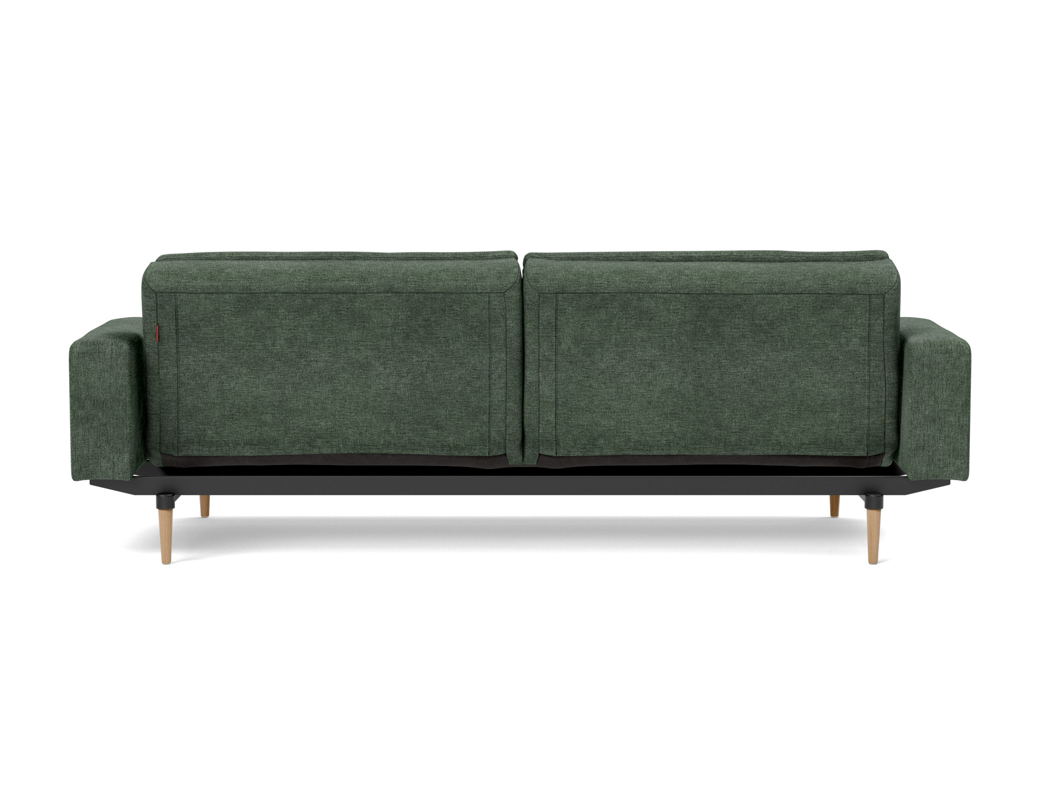 Schlafsofa Dublexo mit Armlehnen Flachgewebe Avella 281-Pine-Green Beine Styletto Eiche hell