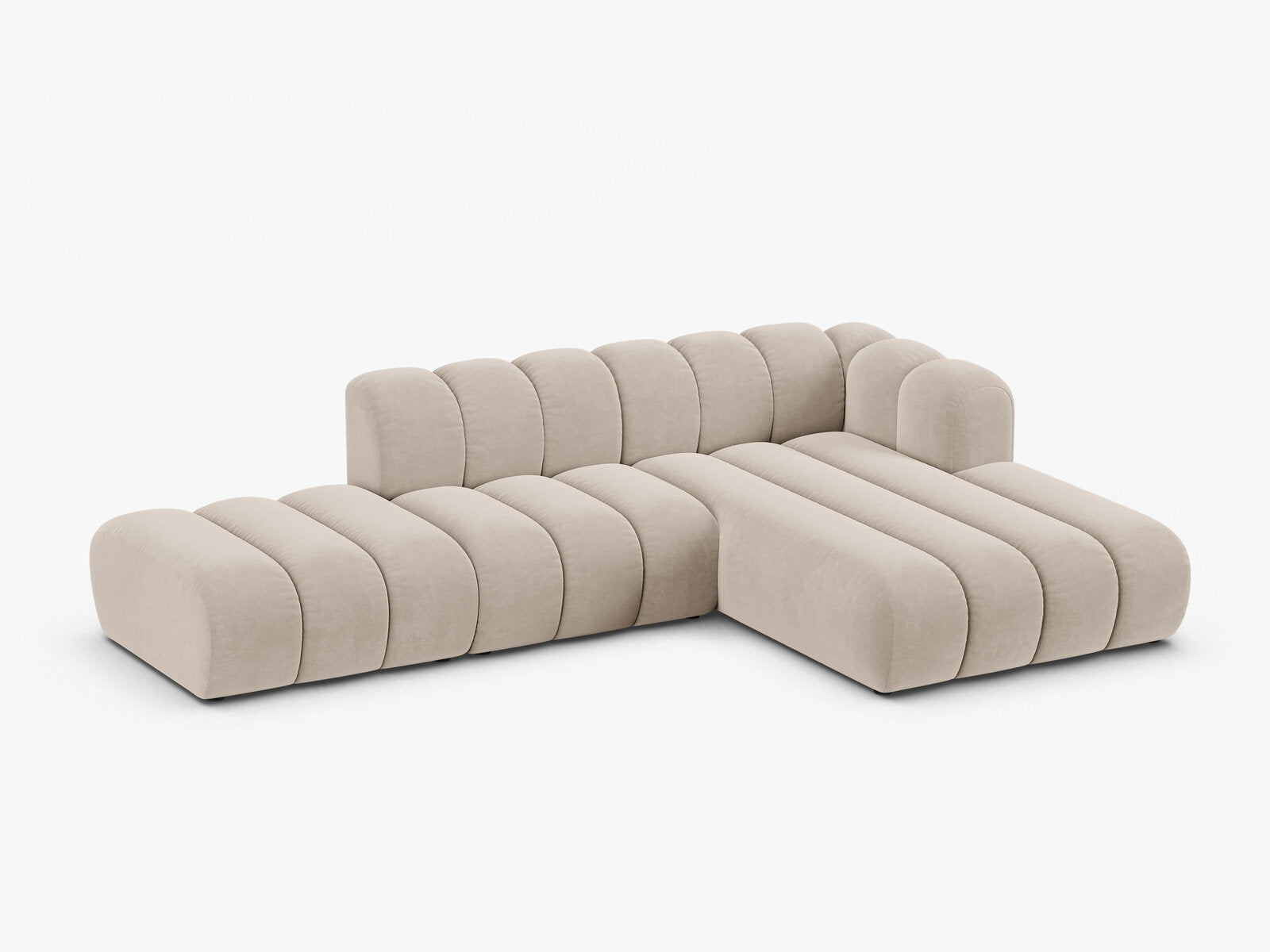 Micadoni Modulares Ecksofa offen Lupine 5-Sitzer Rechts Samt Salvador Beige