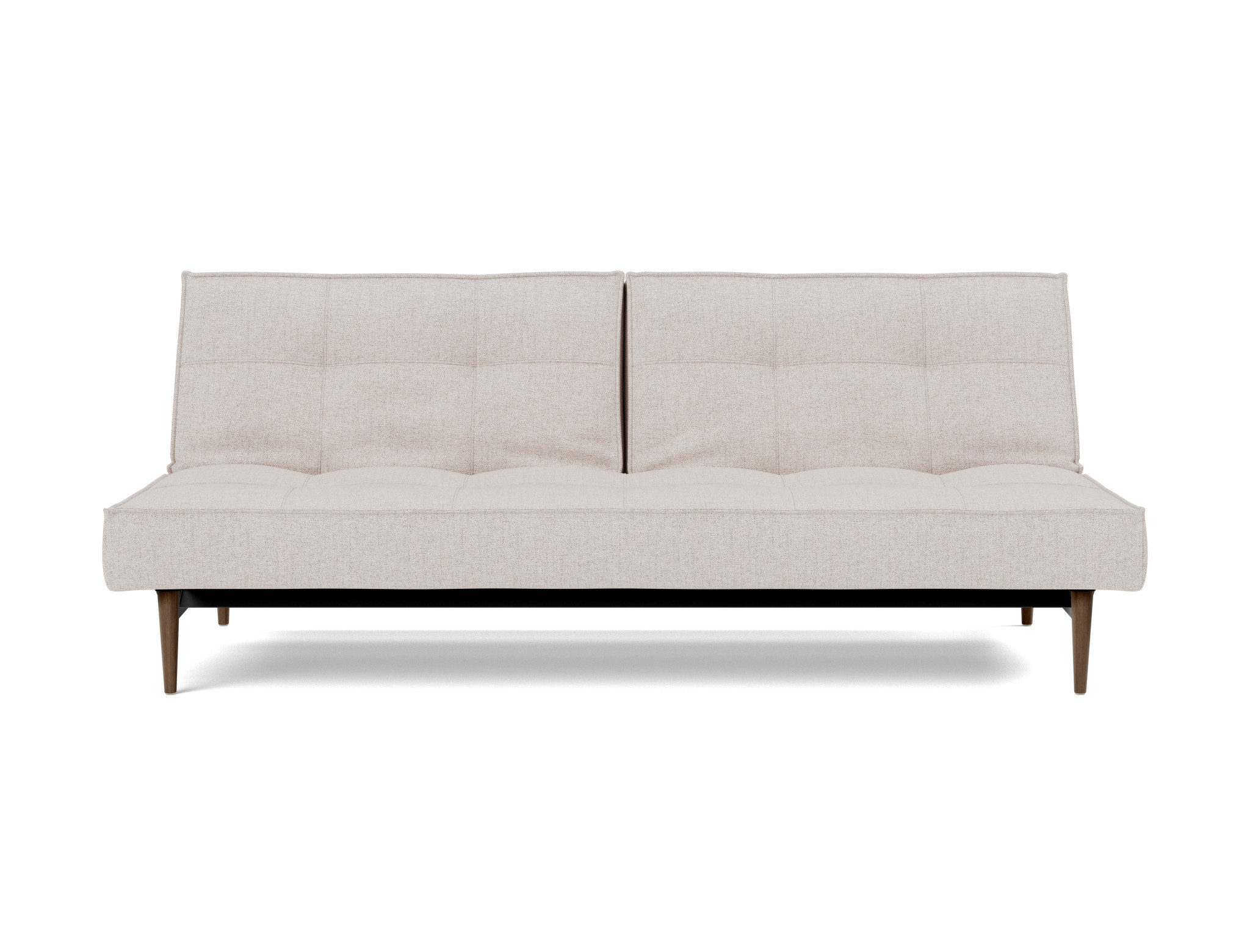 Schlafsofa Splitback Strukturierter Stoff Weda 300-Weda-Sand Beine Styletto Eiche dunkel