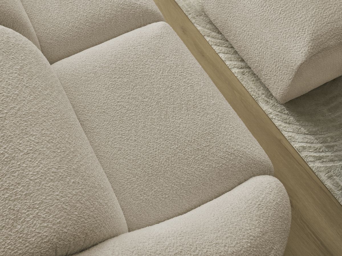 Bobochic Tina Sofa 4-Sitzer mit Pouf Bouclé-Stoff Beige