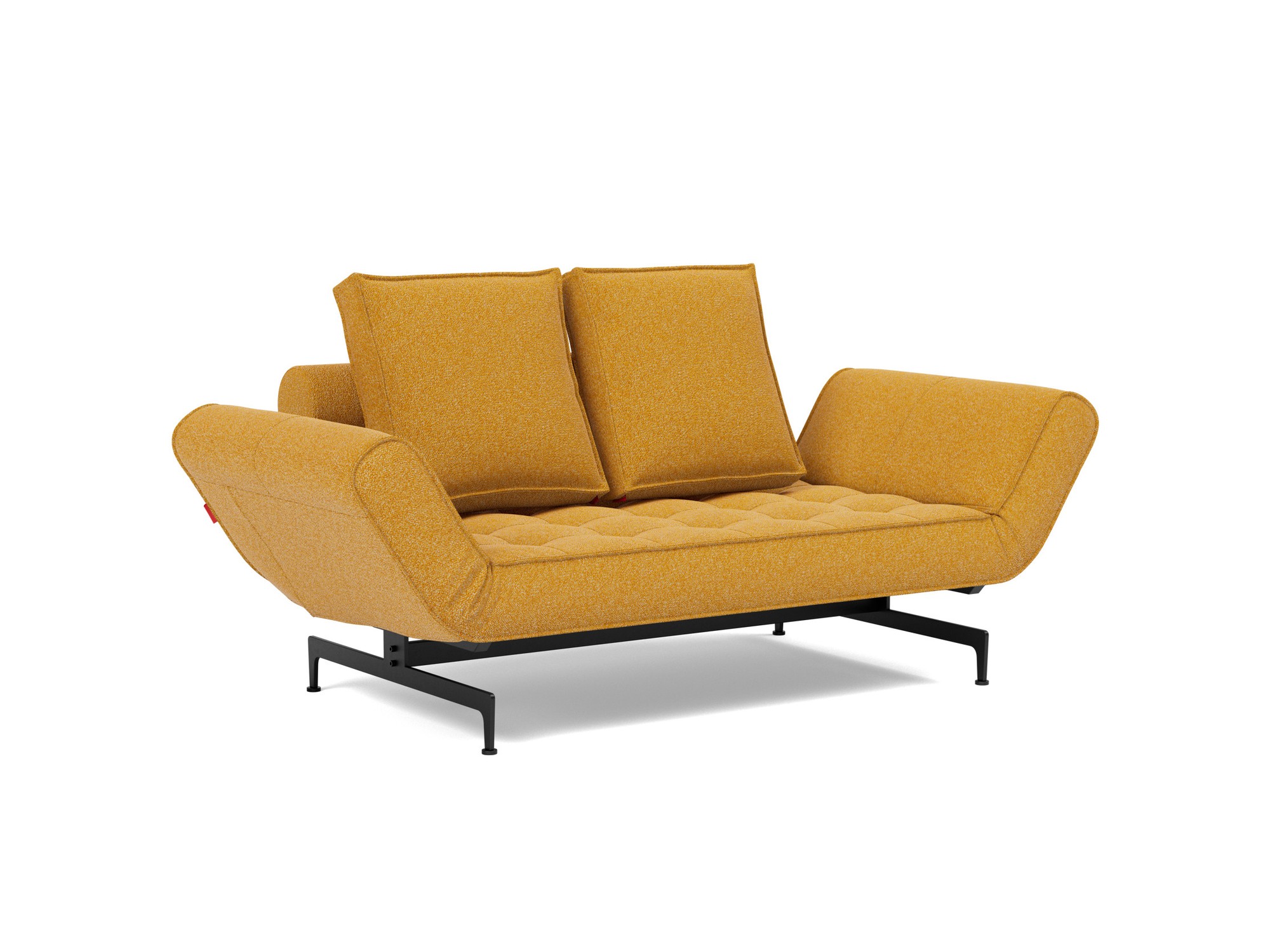 Tagesbett Ghia Boucle Skandi 536-Ochre Beine Laser schwarz