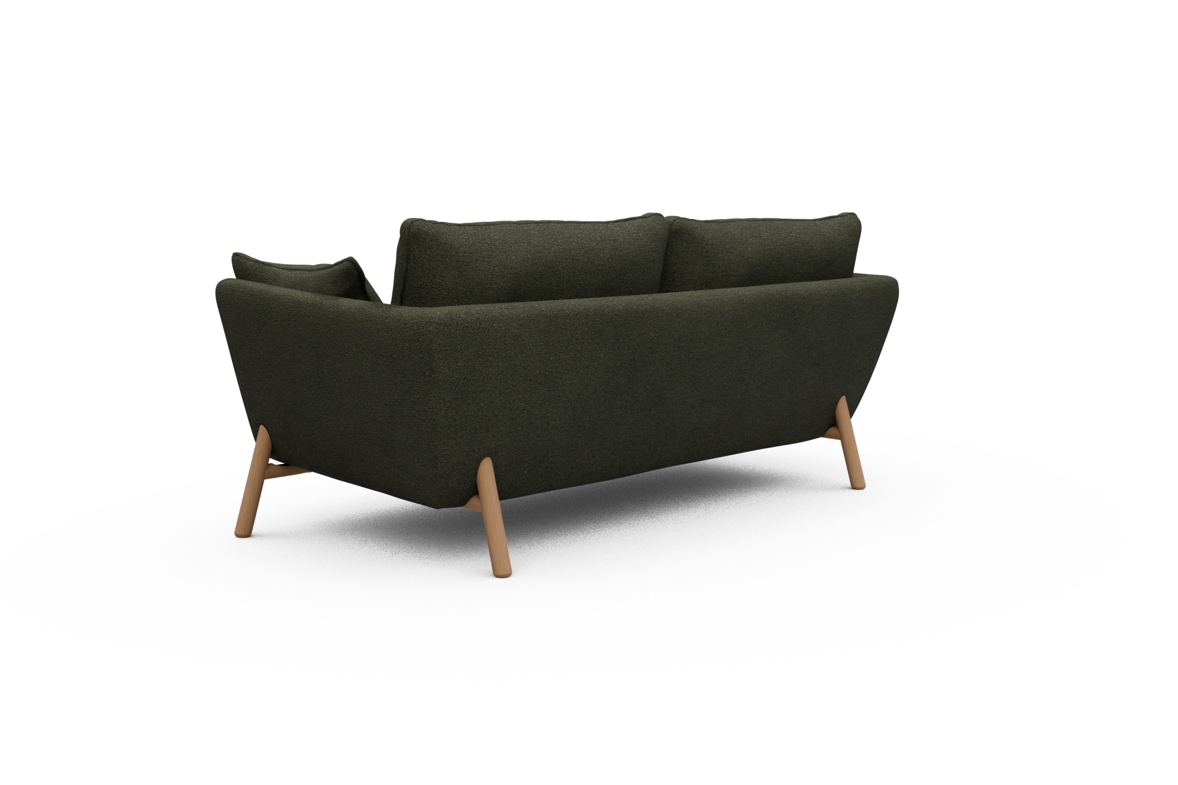Sofa Emil 2-Sitzer Beinfarbe Eiche Natur Boucle-Forest-Green