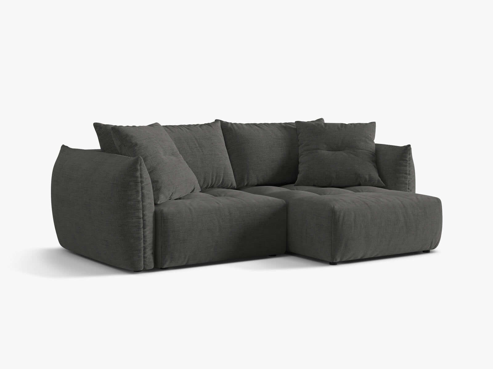 Micadoni Bloom Ecksofa 3-Sitzer mit Schlaffunktion Rechts Strukturierter Stoff Wind Dunkelgrau