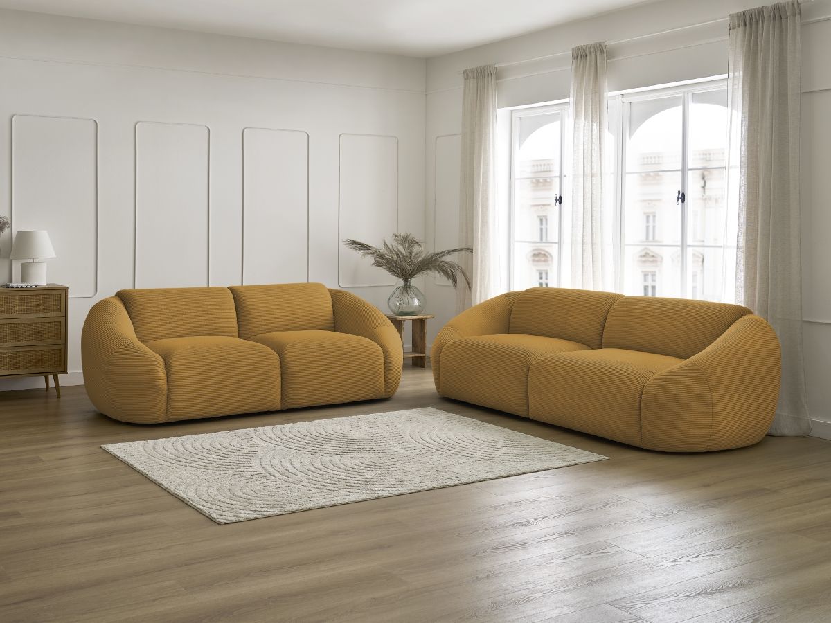 Bobochic Tina Sofa 5-Sitzer Cordsamt Gelb