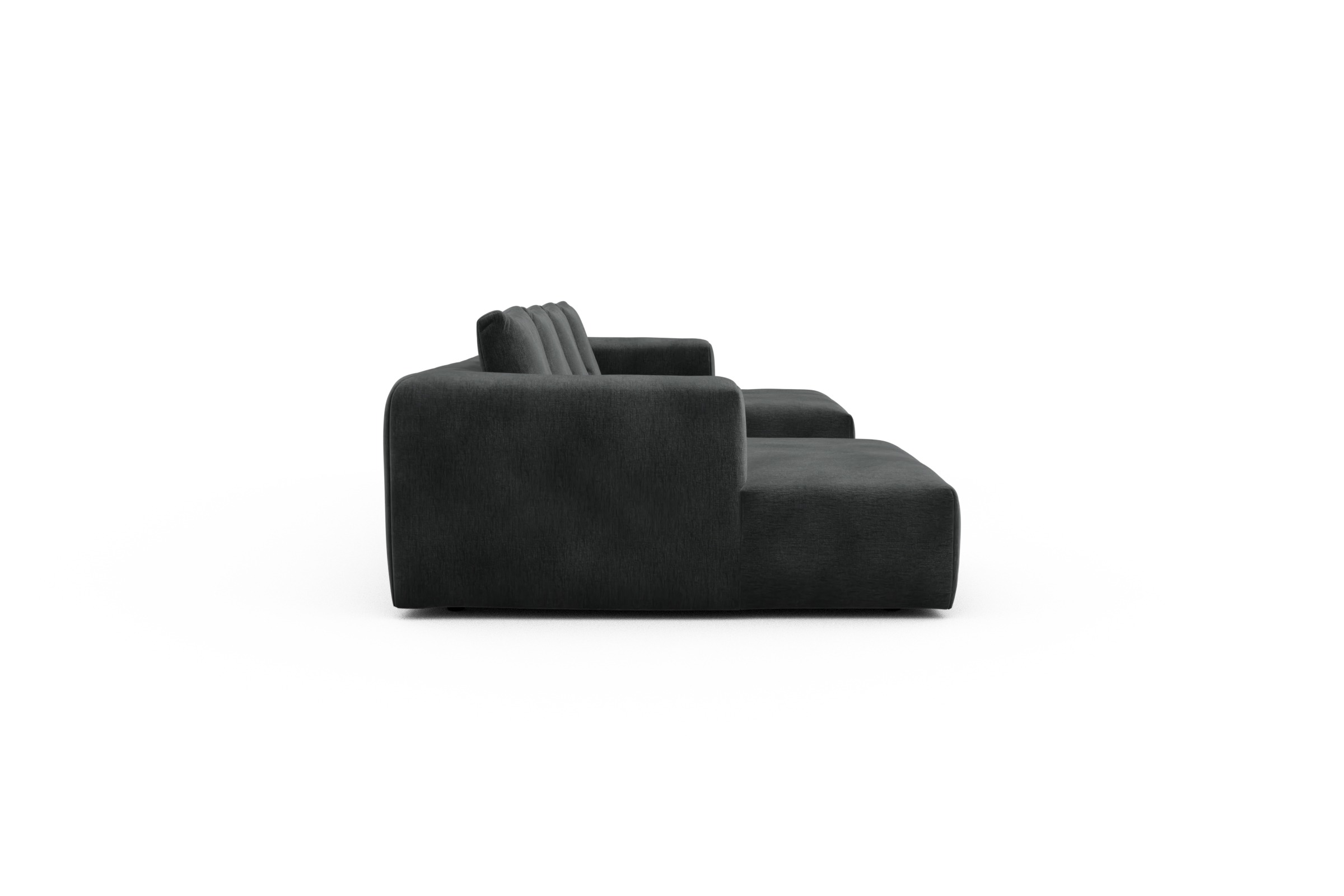 Wohnlandschaft Fred mit 2-Sitzer und Chaiselongue beidseitig Smooth-Deep-Warm-Grey