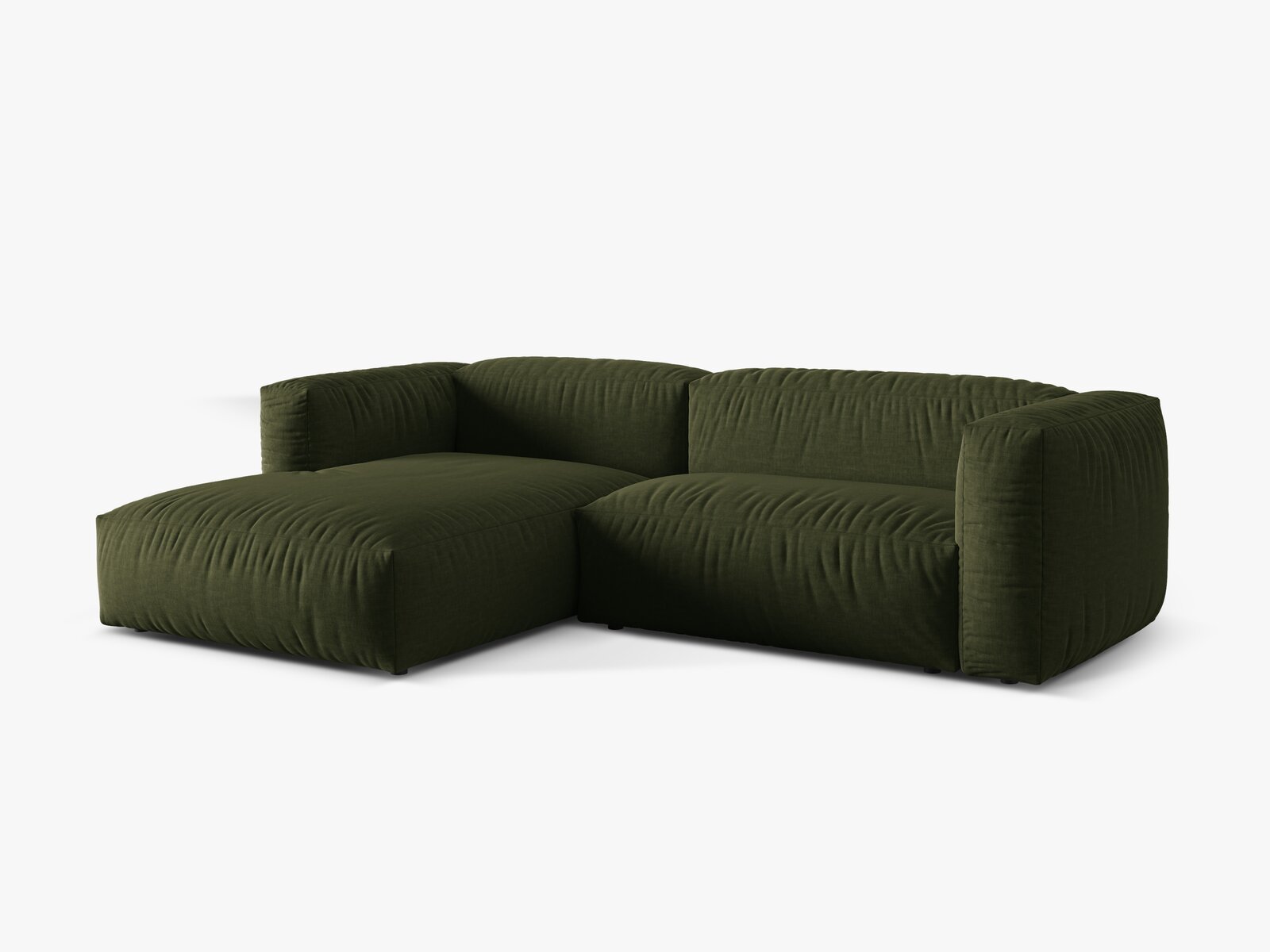 Micadoni Ecksofa Martina 2-Sitzer Links Strukturierter Stoff Boston Grün