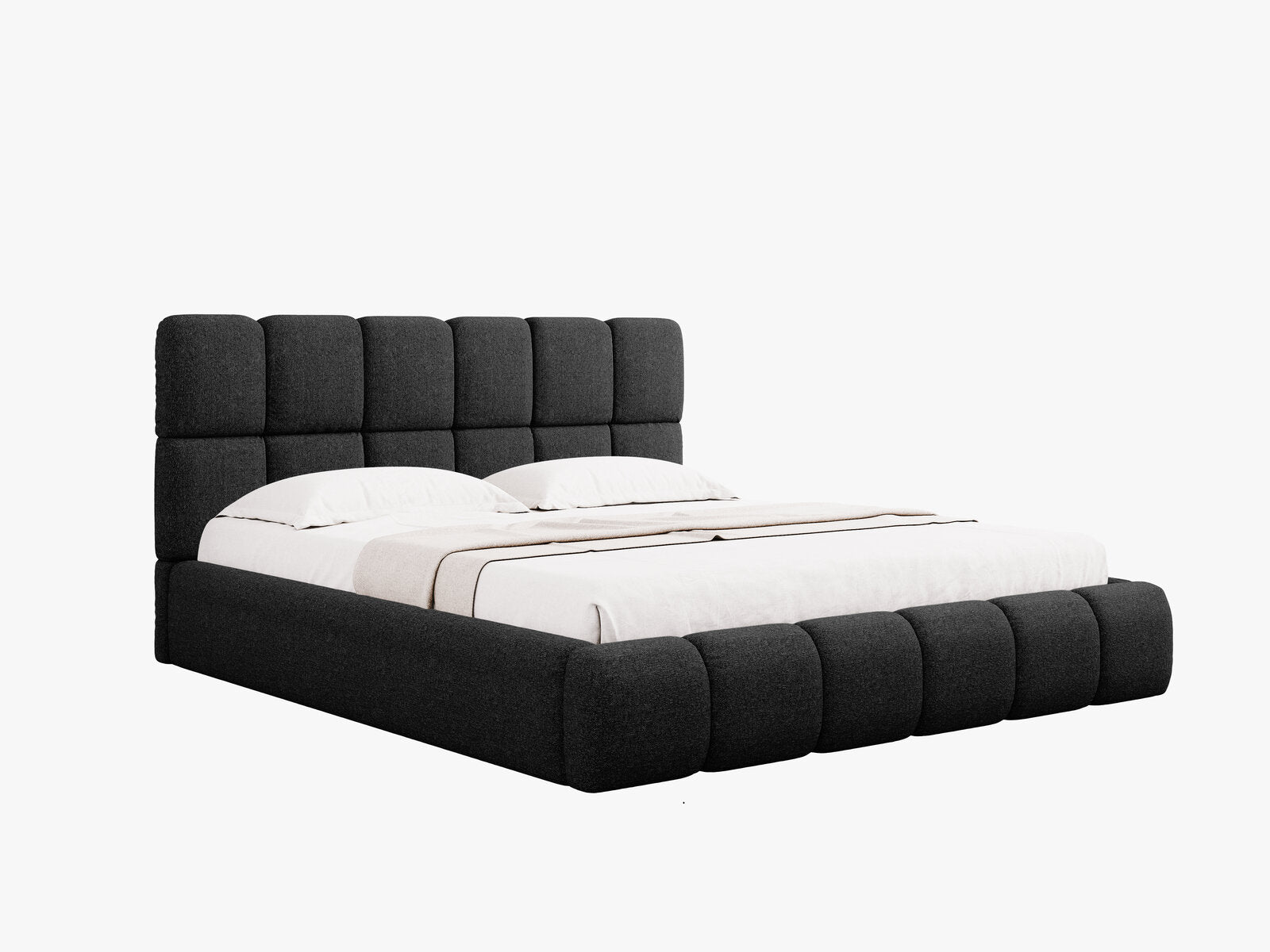 Micadoni Stauraumbett mit Kopfteil Bellis Chenille Haga Schwarz