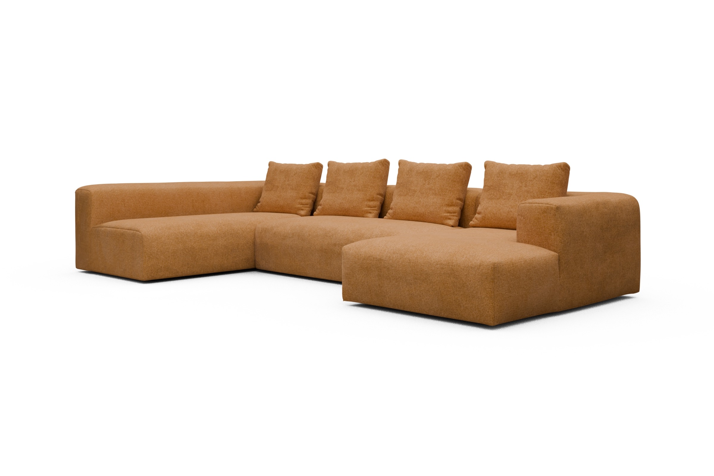 Wohnlandschaft Fred Chaiselongue rechts mit 2-Sitzer und lange Armlehne links Casone-Warm-Yellow