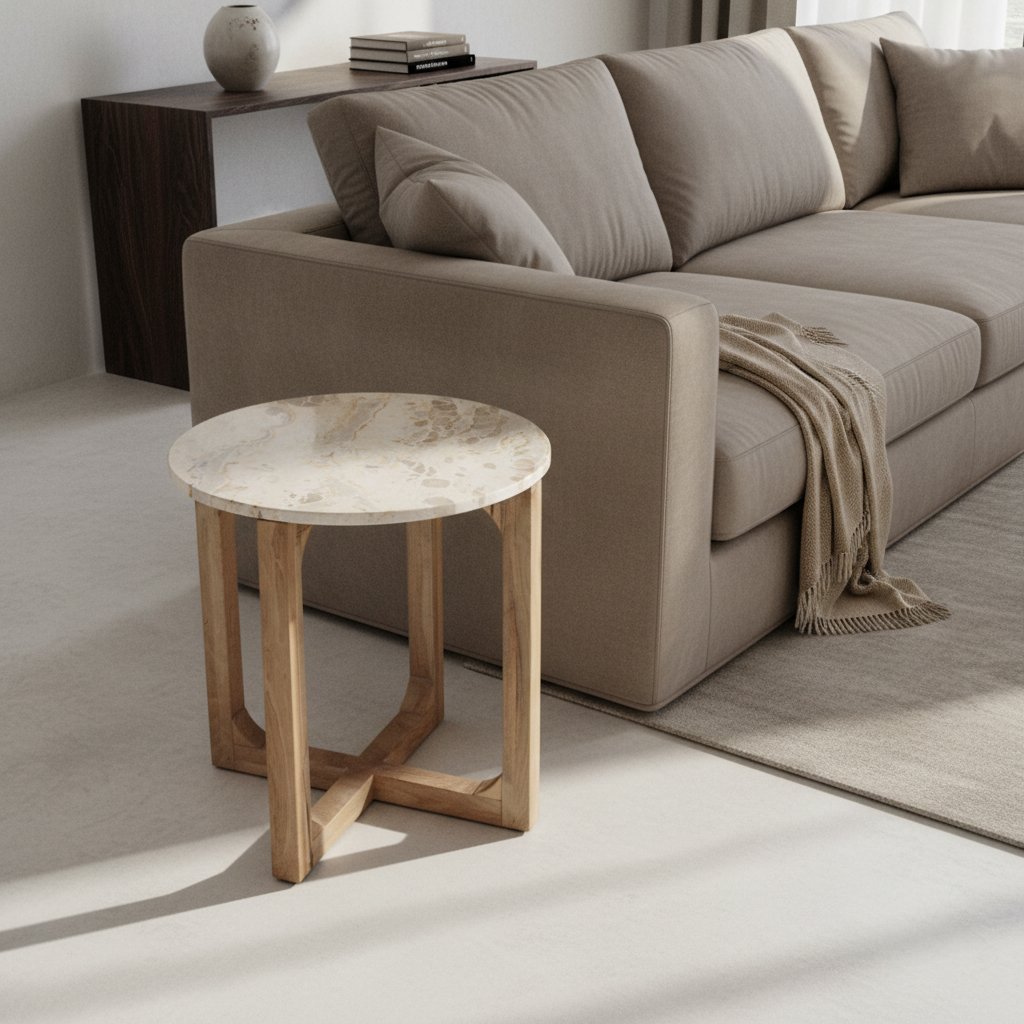 Raw Materials Marmor-Beistelltisch Creme 50x50x50cm