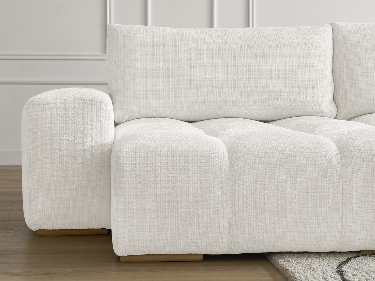 Bobochic Anakin Wohnlandschaft, Liegefläche 137 × 382 cm, 3 Kissen Strukturstoff Weiß