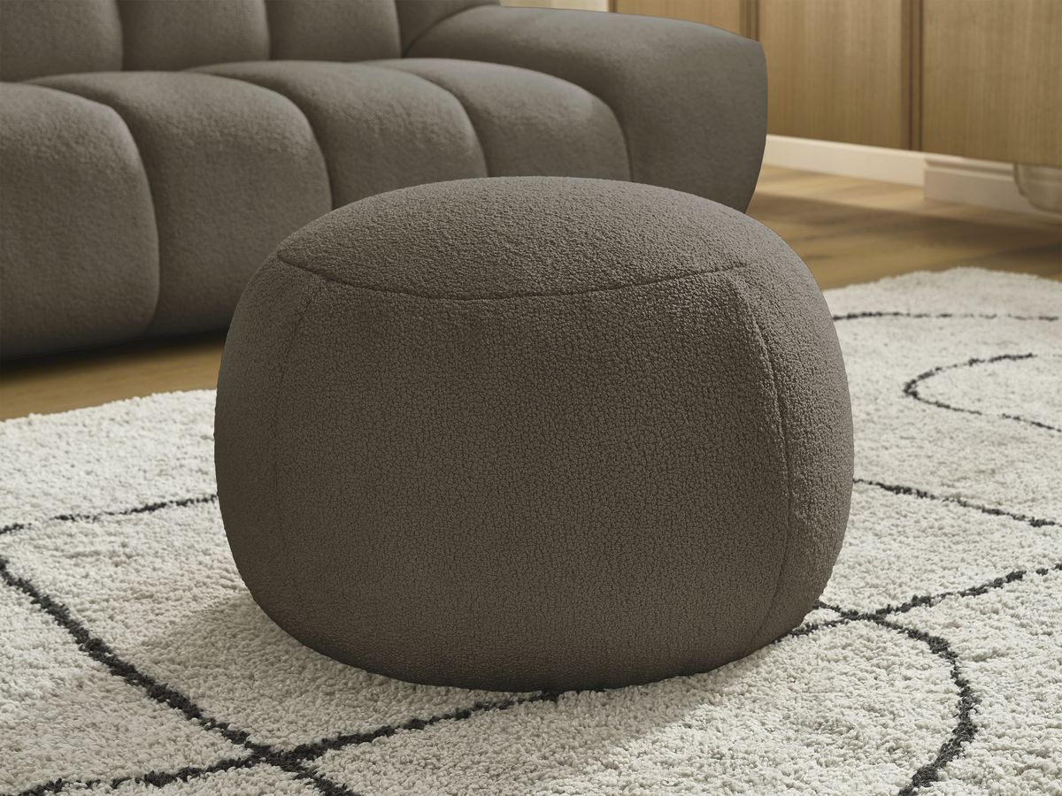 Bobochic Hayden Sofa 3-Sitzer mit Pouf 226 × 107 cm Bouclé-Stoff Braun