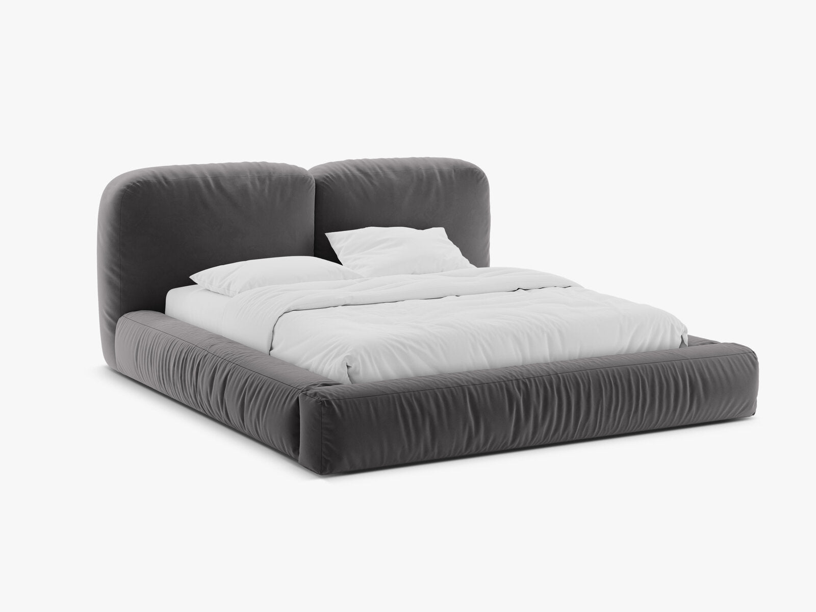 Micadoni Stauraumbett mit Kopfteil Martina Samt Vogue Grau 160x200
