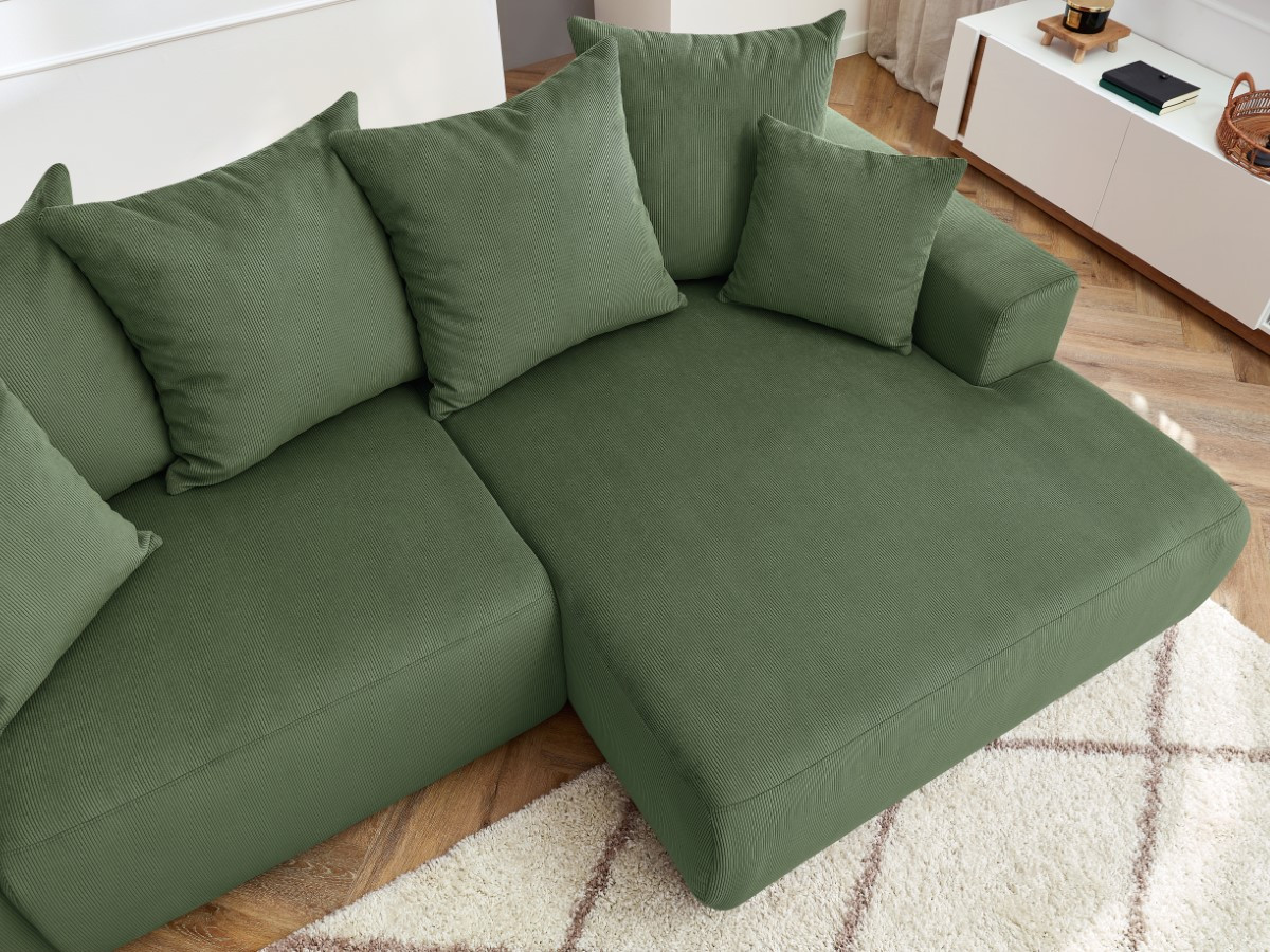 Bobochic Enjoy Ecksofa Cordsamt Grün Ecke rechts