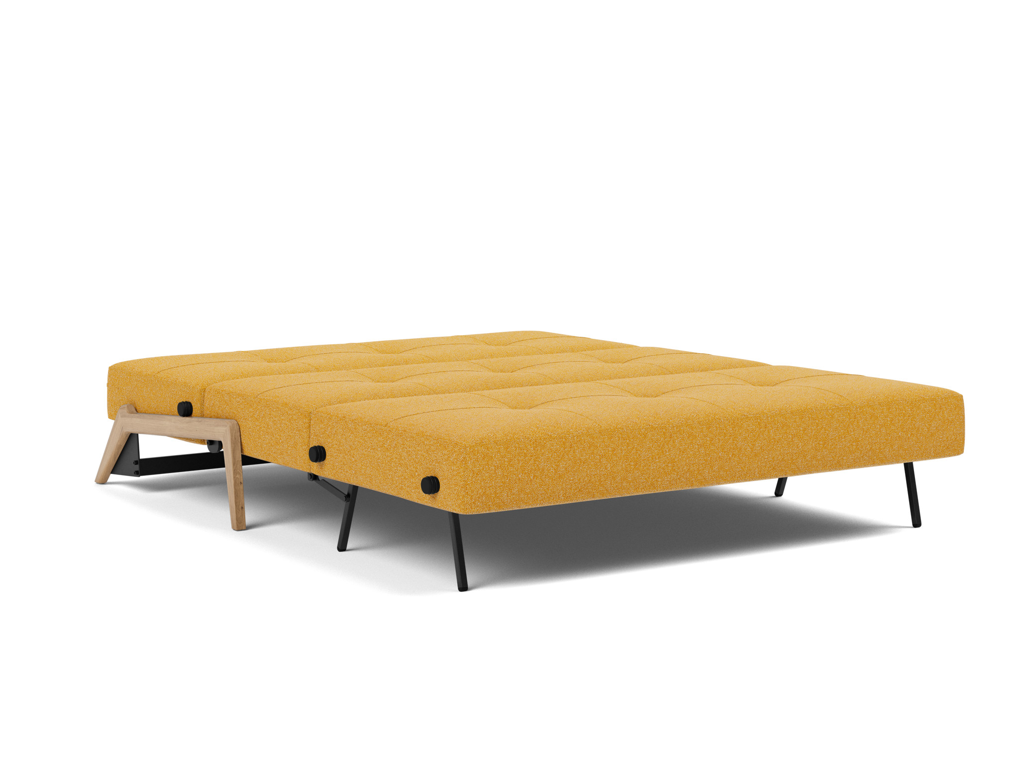 Schlafsofa Cubed 160 Boucle Skandi 536-Ochre Beine Eiche