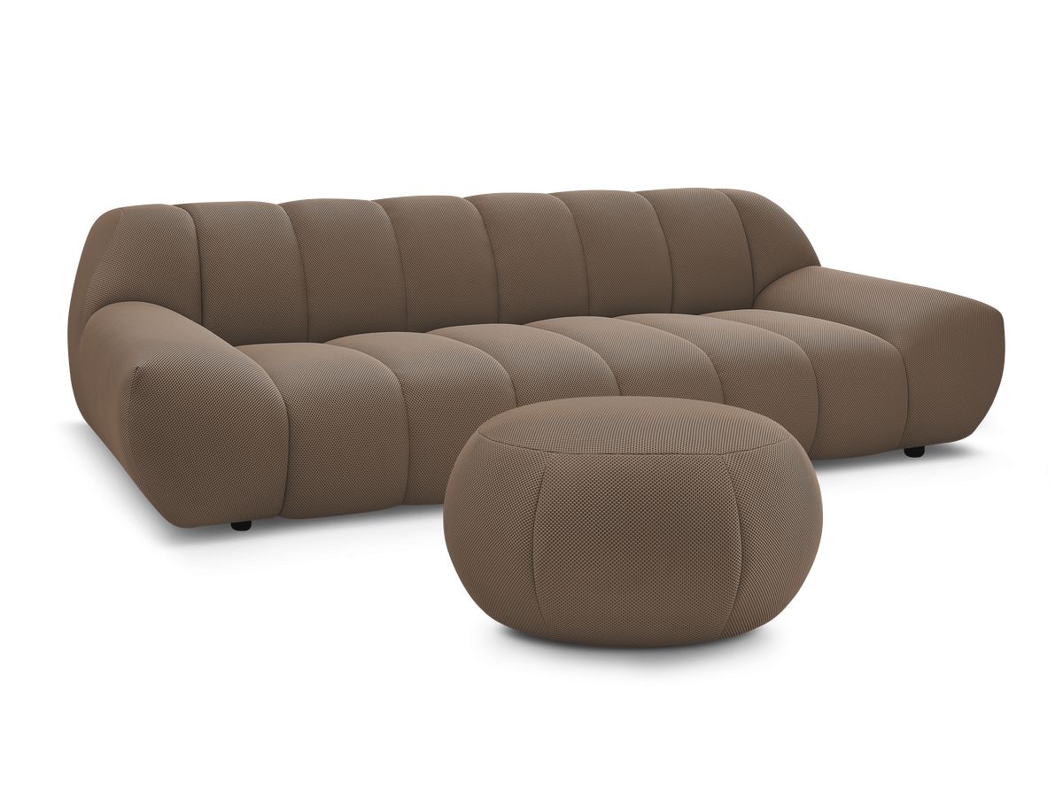 Bobochic Hayden Sofa 4-Sitzer mit Pouf Mesh-Stoff Braun