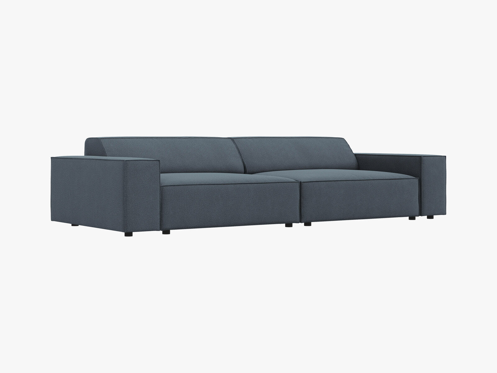 Micadoni Sofa Jodie 4-Sitzer Strukturierter Stoff Megan Blau