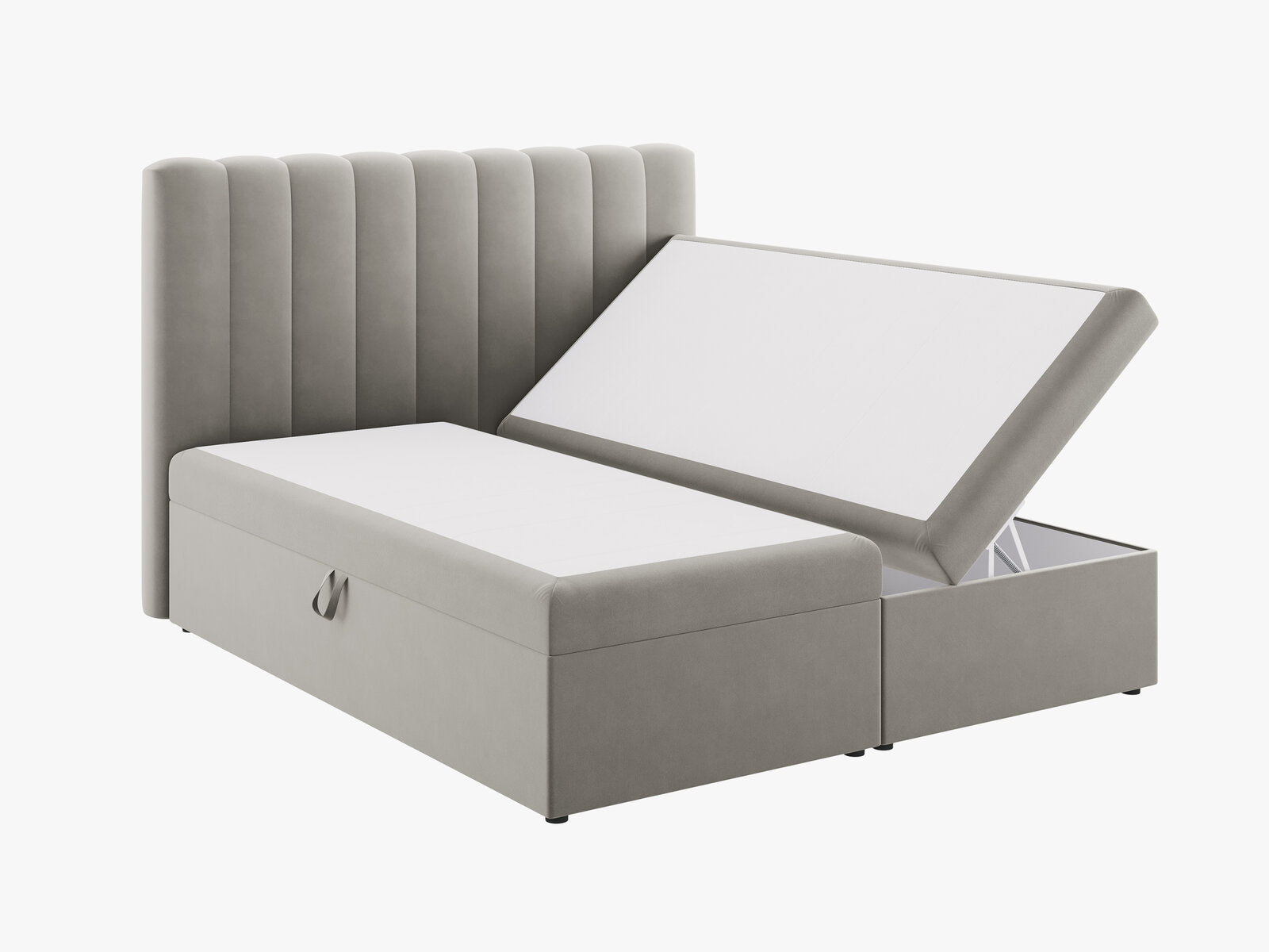 Micadoni Boxspringbett Kelp Samt Hellgrau 160x200