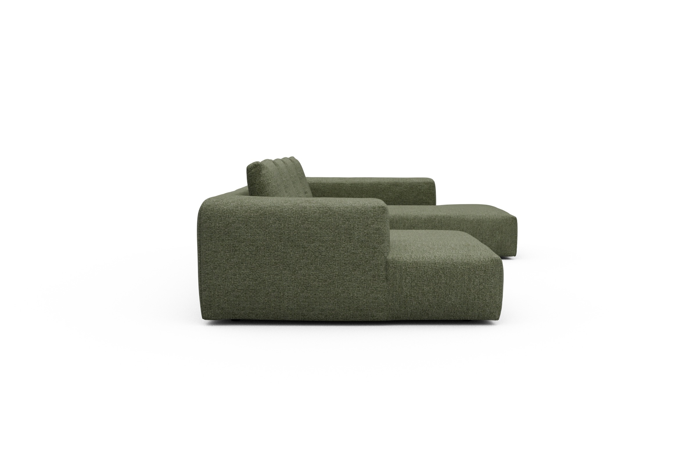Wohnlandschaft Fred Relax-Ecke rechts mit 2-Sitzer und Chaiselongue links Carreno-Vivid-Green