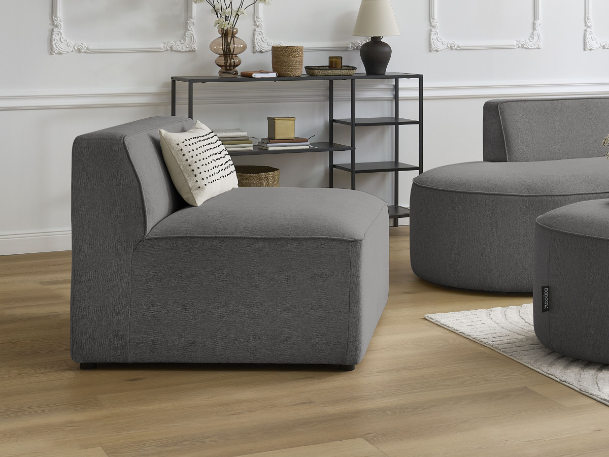 Bobochic Rousseau Sofamodul 1-Sitzer Melange-Stoff Dunkelgrau