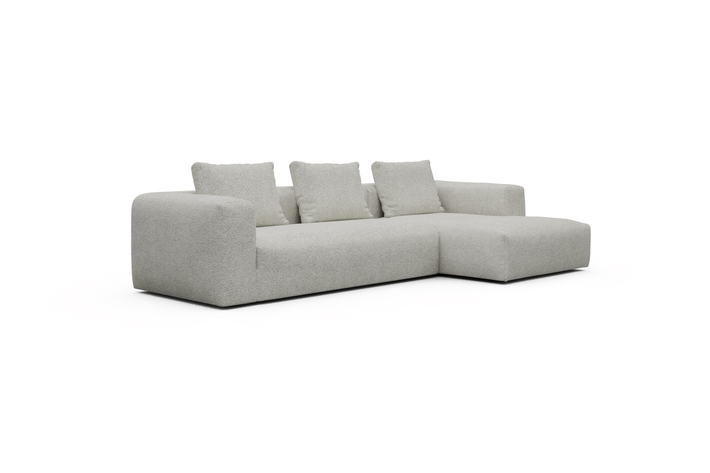 Ecksofa Fred Chaiselongue rechts mit 2,5-Sitzer Vanora-Warm-Sand
