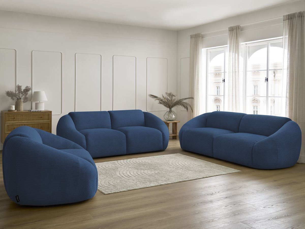 Bobochic Tina Sofa 6-Sitzer Cordsamt Dunkelblau