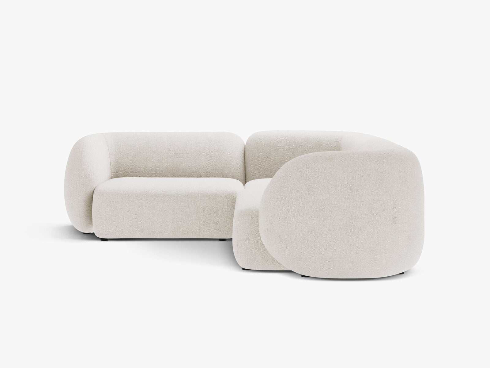 Micadoni Ecksofa Kate 4-Sitzer Links Boucle Weiß