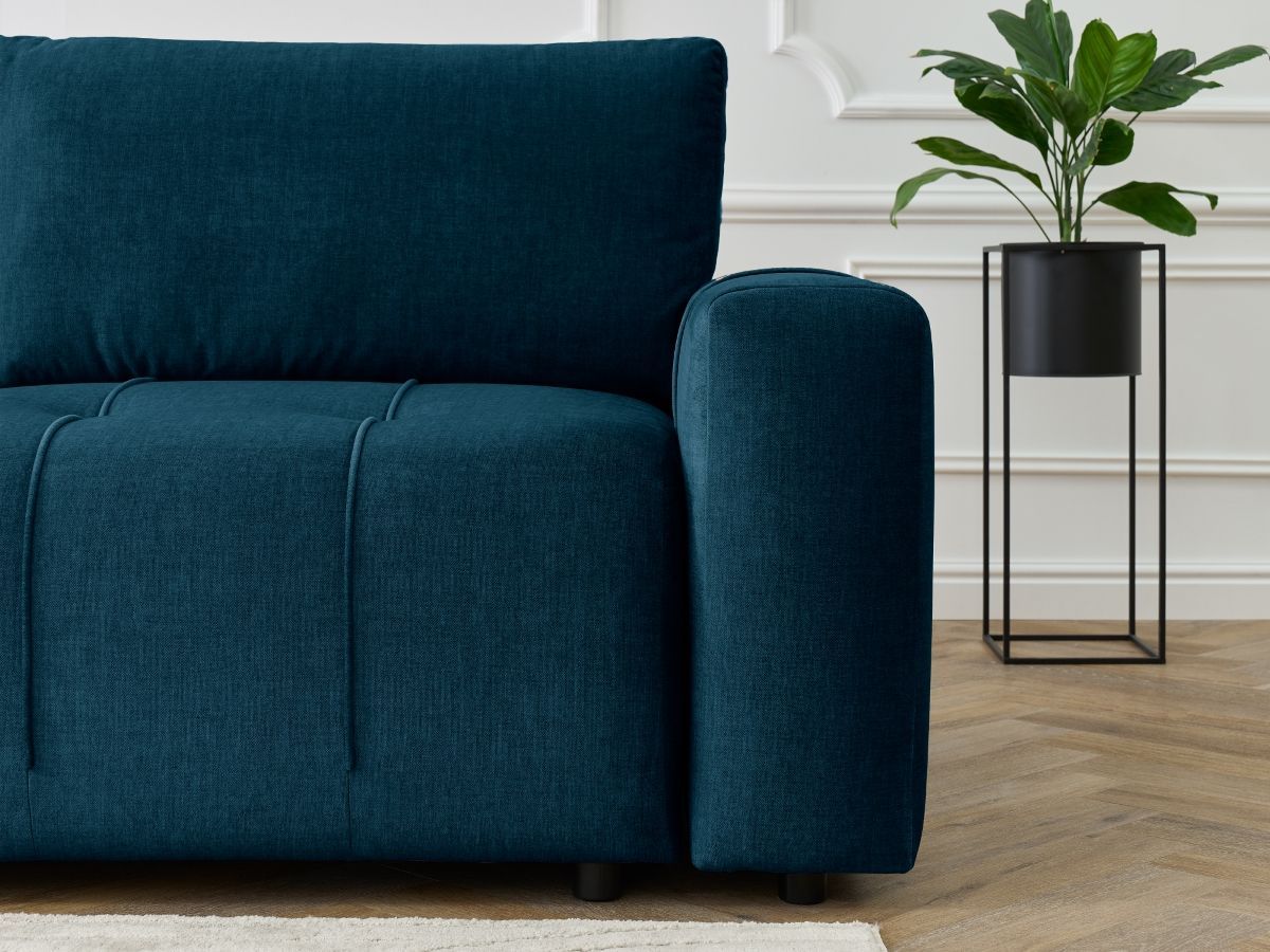 Bobochic Arsene Ecksofa mit Schlaffunktion und Bettkasten 277 × 200 cm Samt Dunkelblau Ecke links