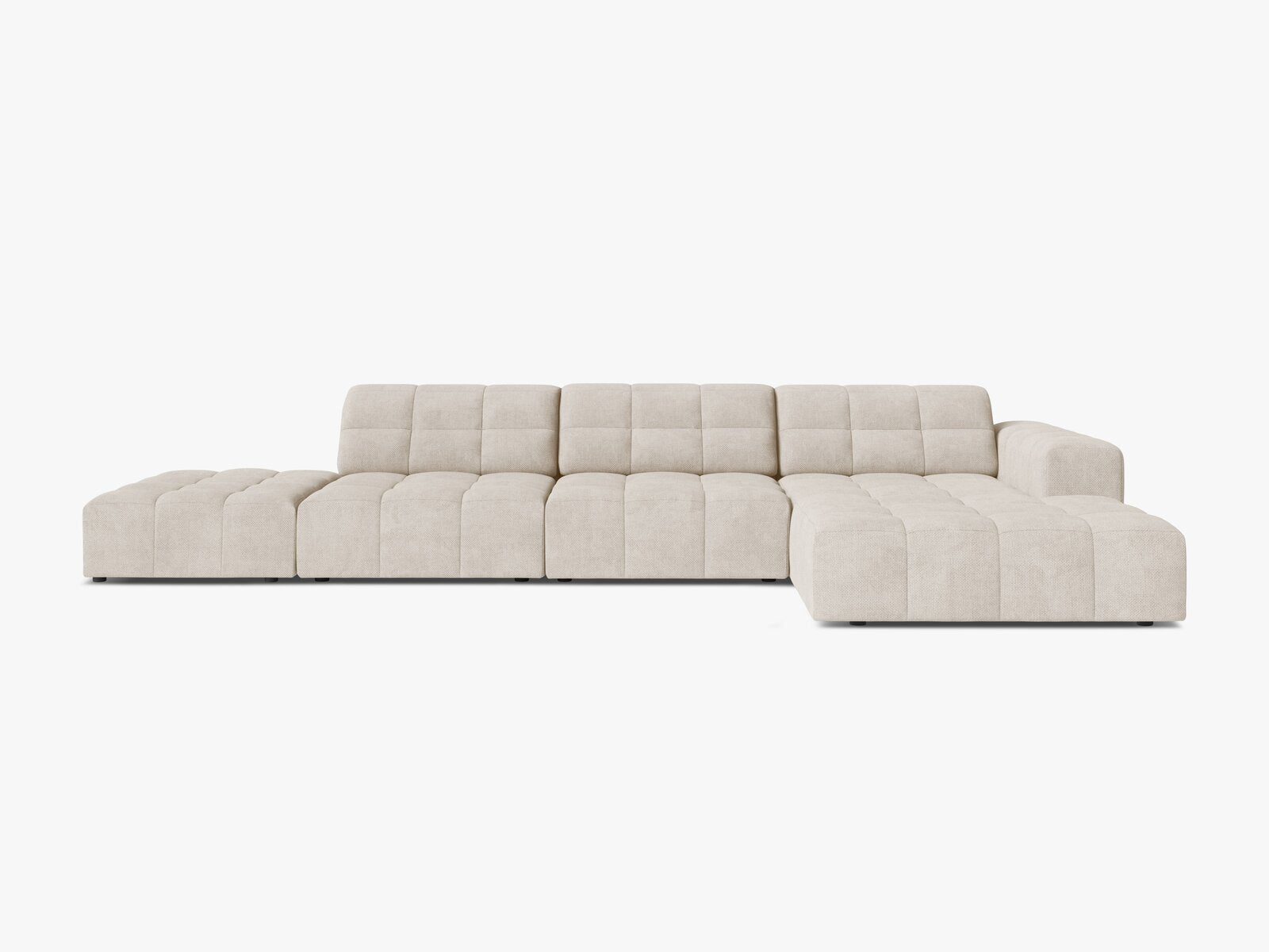 Micadoni Ecksofa Jennifer 5-Sitzer Chenille Eden Helles Beige Rechts