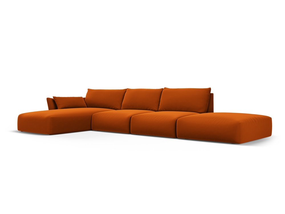 Cosmopolitan Design Ecksofa Matera 5-Sitzer offen Samt Salvador Terrakotta Links