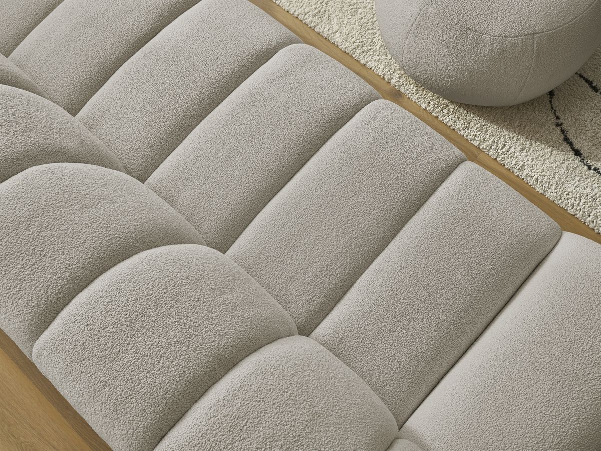 Bobochic Hayden Sofa 4-Sitzer mit Pouf Bouclé-Stoff Taupe