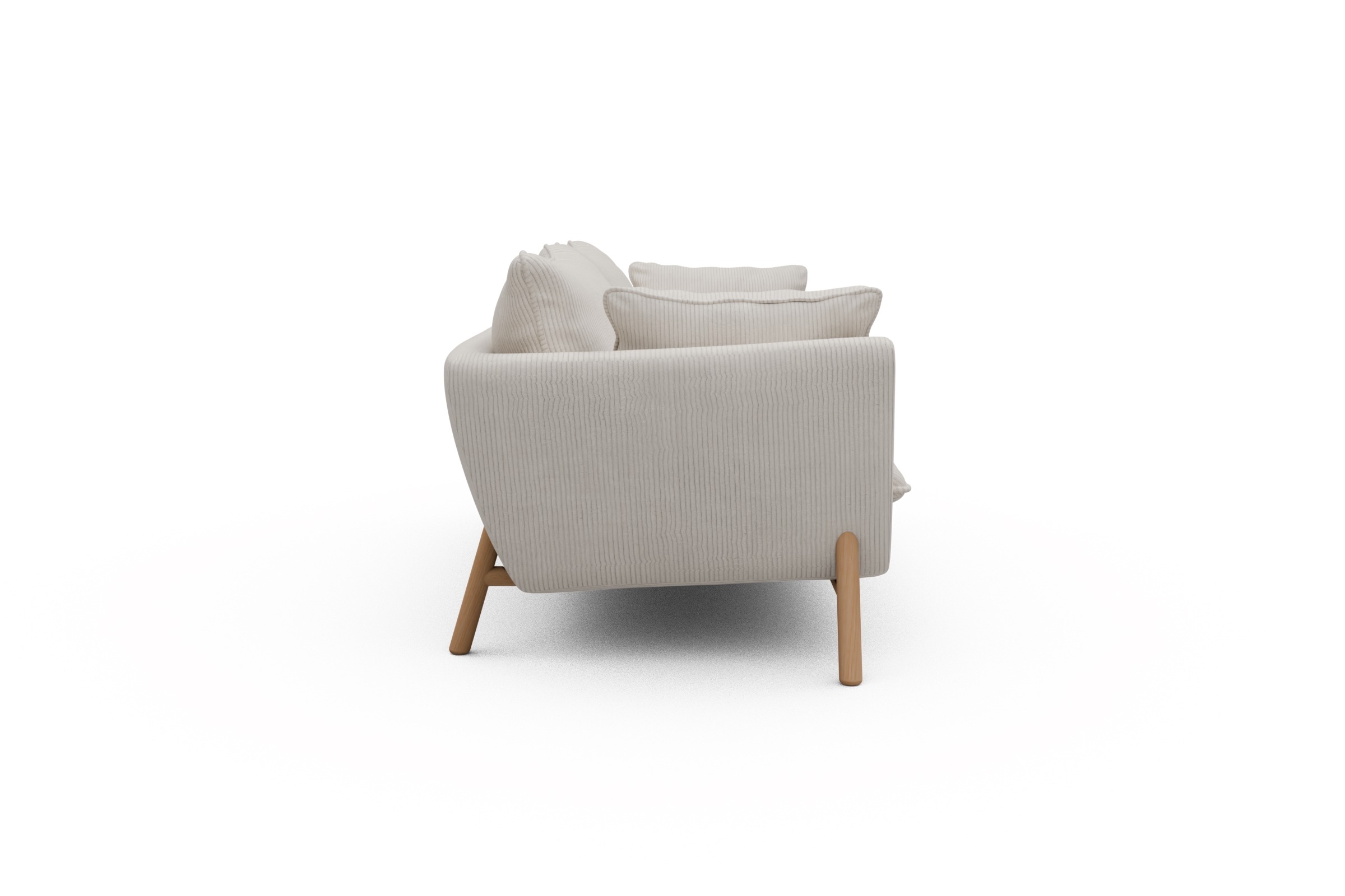 Sofa Emil PREMIUM 3-Sitzer Beinfarbe Eiche Natur Corduroy-Ivory
