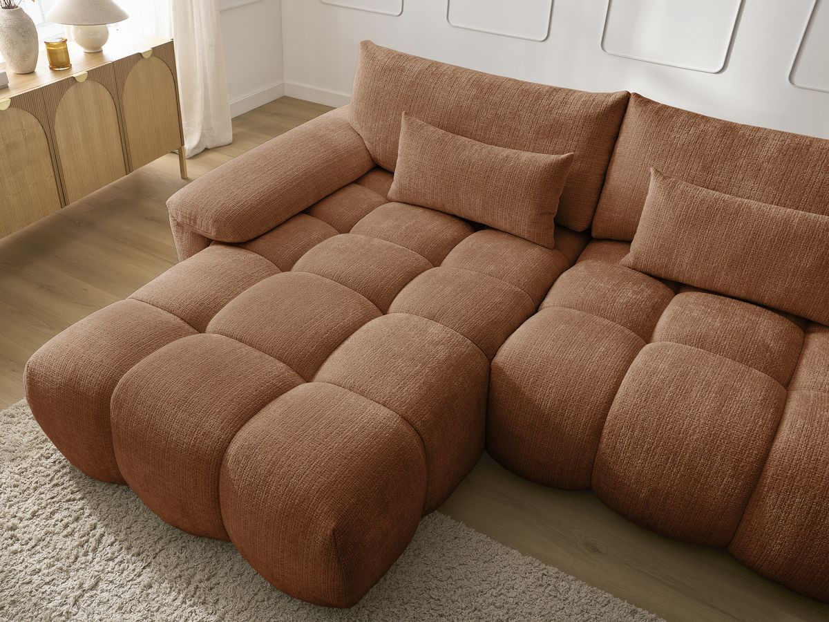 Bobochic Ivane Ecksofa Strukturstoff Orange Ecke links
