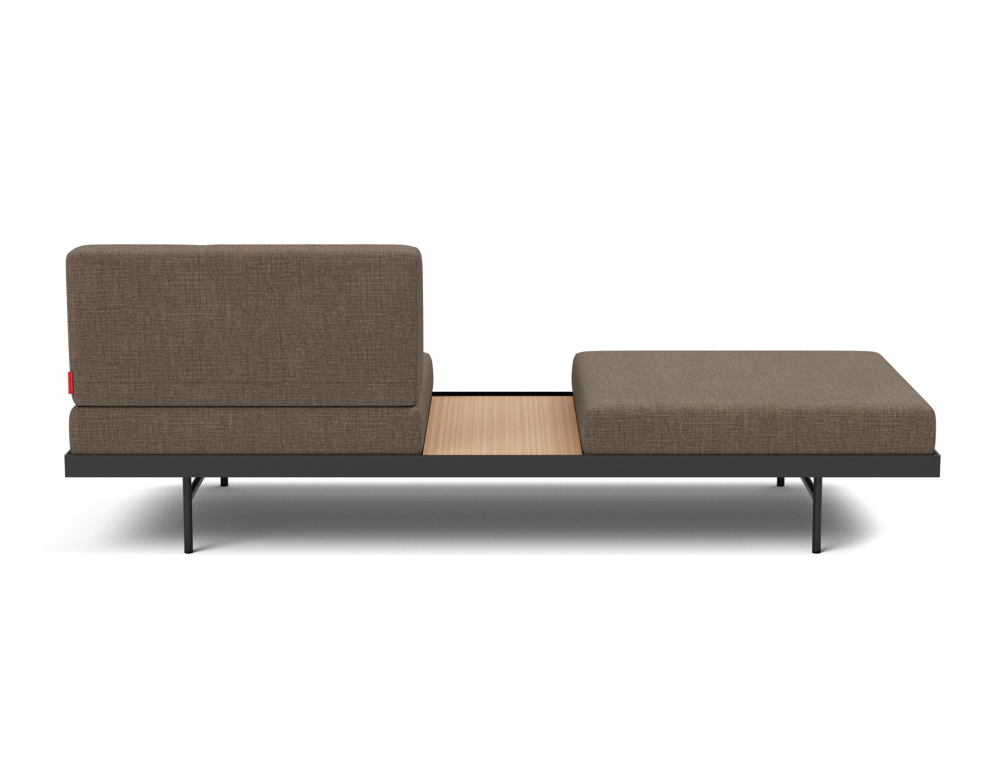Tagesbett Puri Chenille Esina 411-Cedar-Brown Beine mit Eichentisch