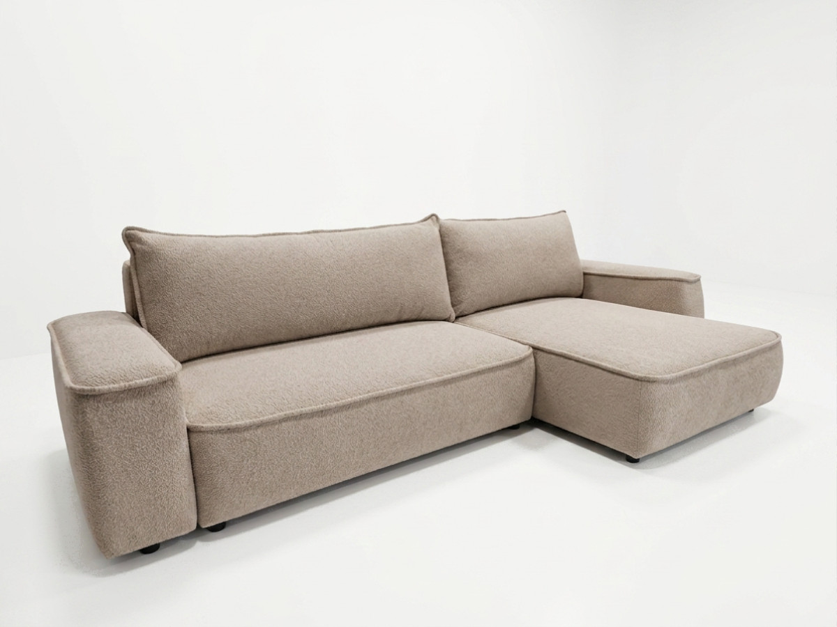 Bobochic Honore Ecksofa mit Schlaffunktion und Bettkasten Chenille Taupe