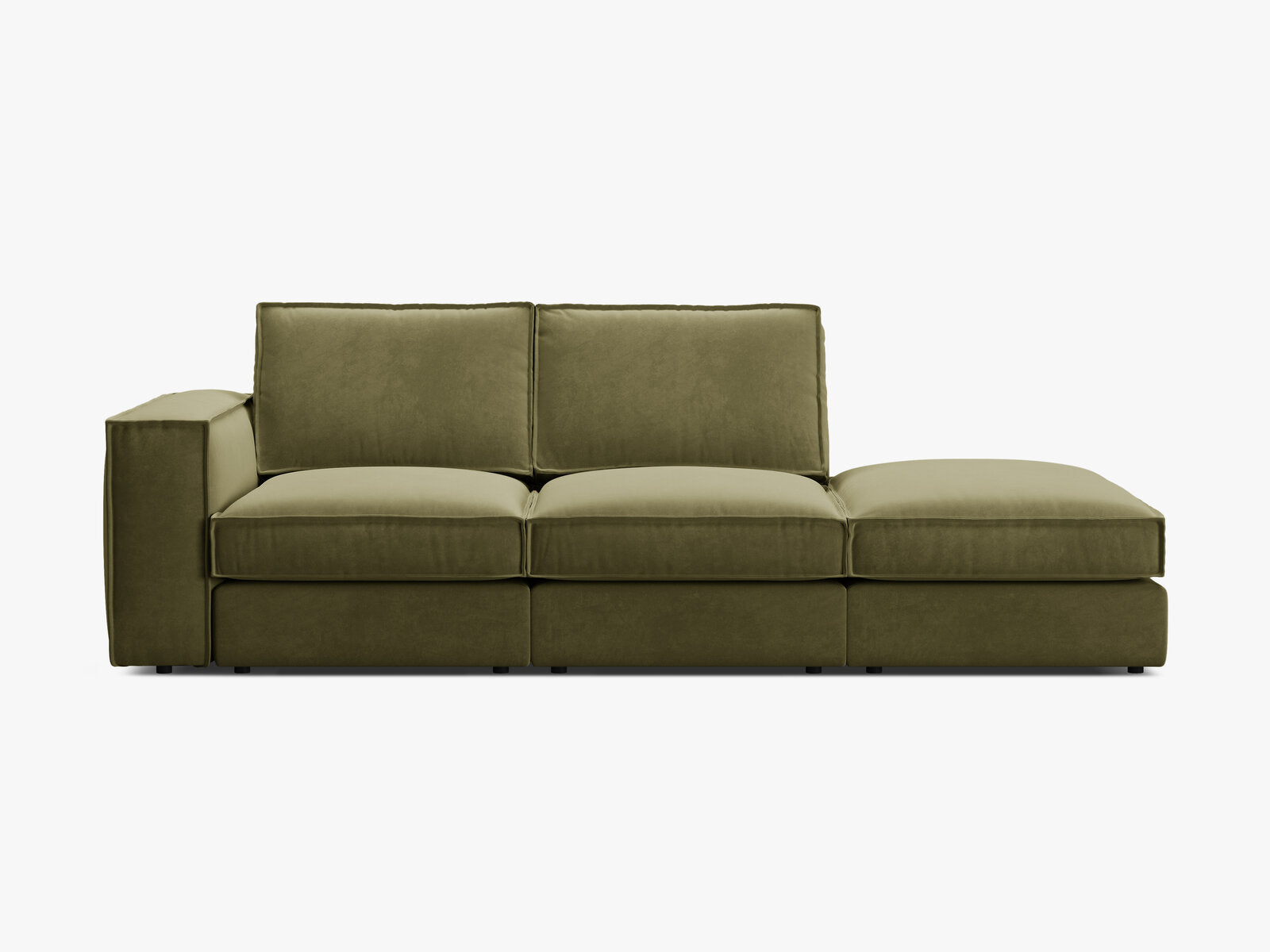 Micadoni modulares offenes Sofa Pola 3-Sitzer Rechts Samt Salvador Grün