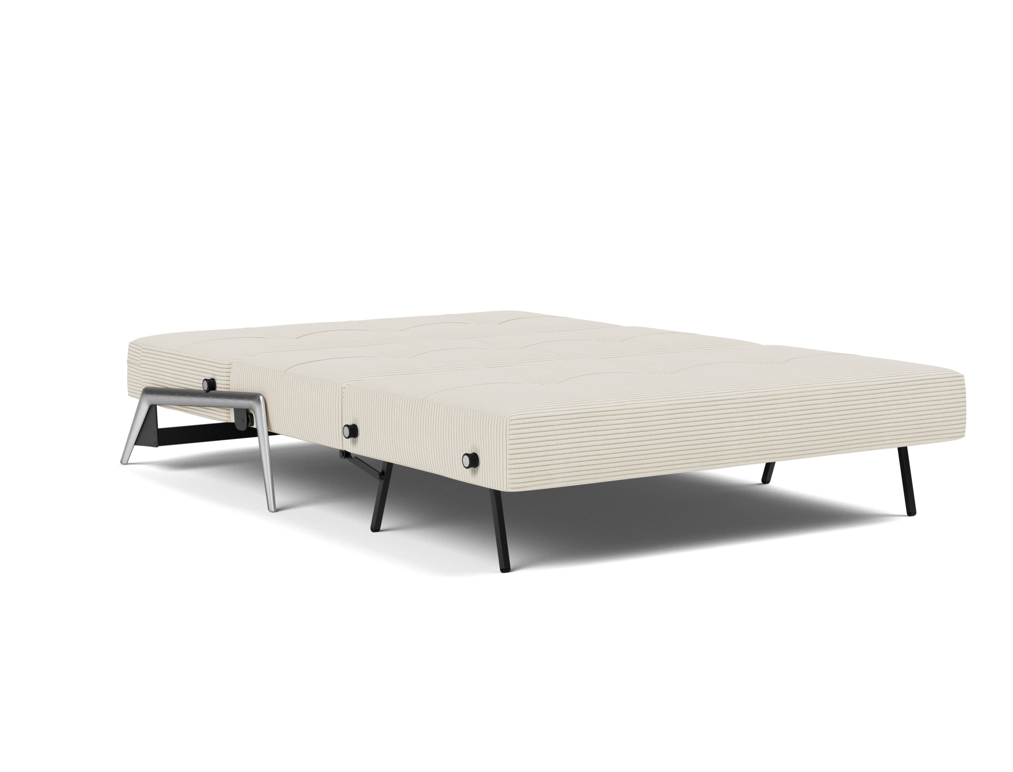 Schlafsofa Cubed 140 Kord Corduroy 594-Ivory Beine Aluminium