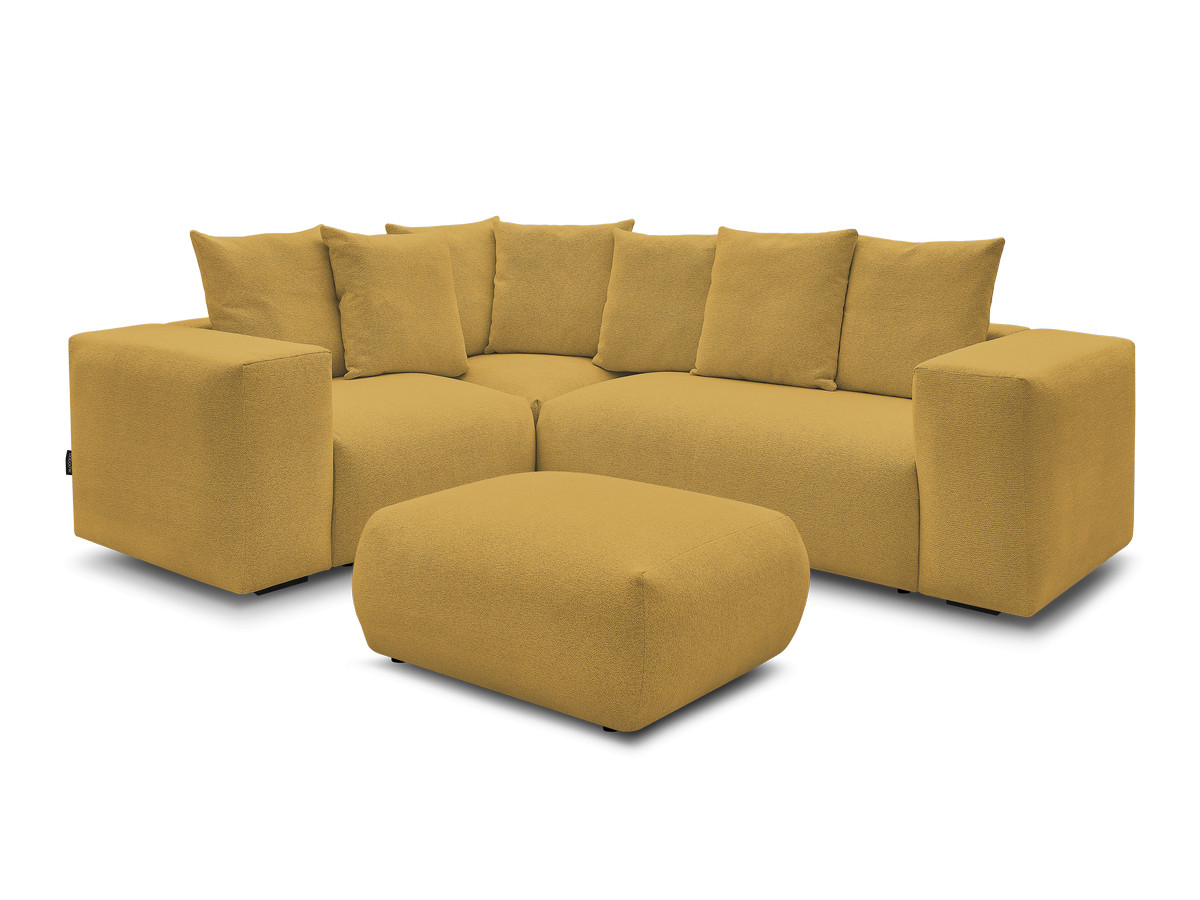 Bobochic Voltaire Ecksofa mit Pouf 268 × 214 cm Melange-Stoff Gelb Ecke links