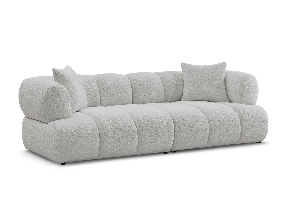 Bobochic Pamira Sofa 3-Sitzer Bouclé-Stoff Hellgrau
