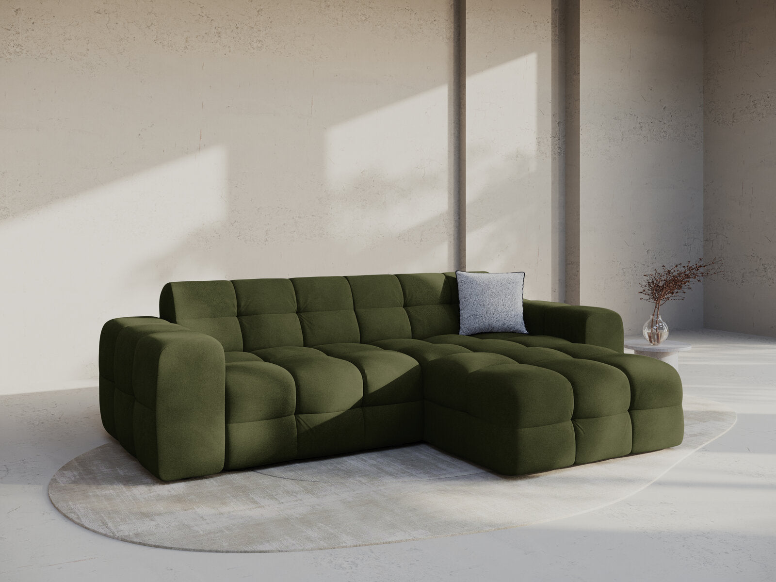 Micadoni Ecksofa Kendal 4-Sitzer Rechts Samt Armeegrün