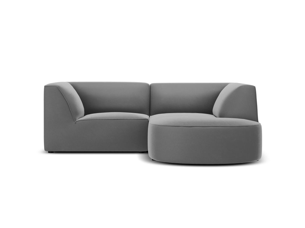 Cosmopolitan Design Ecksofa Siena 3-Sitzer abgerundet Samt Salvador Grau Rechts