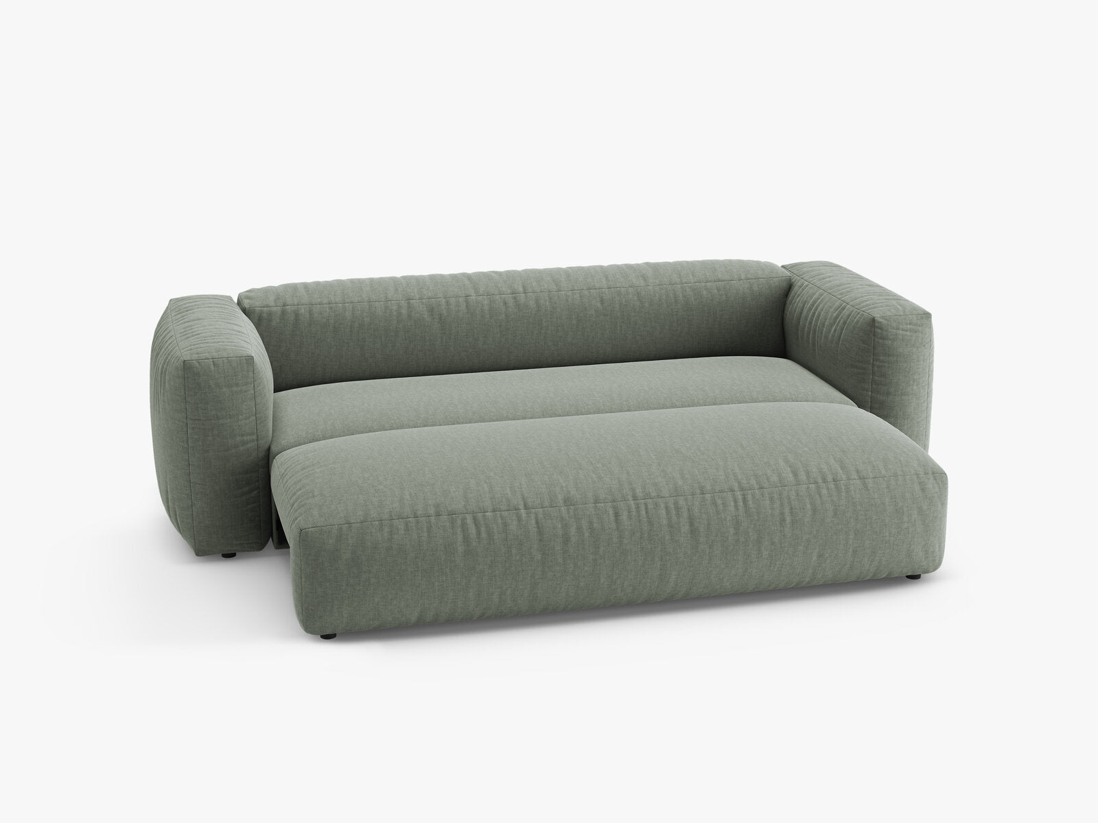 Micadoni Martina Sofa mit Bettfunktion Strukturierter Stoff Boston Moosgrün