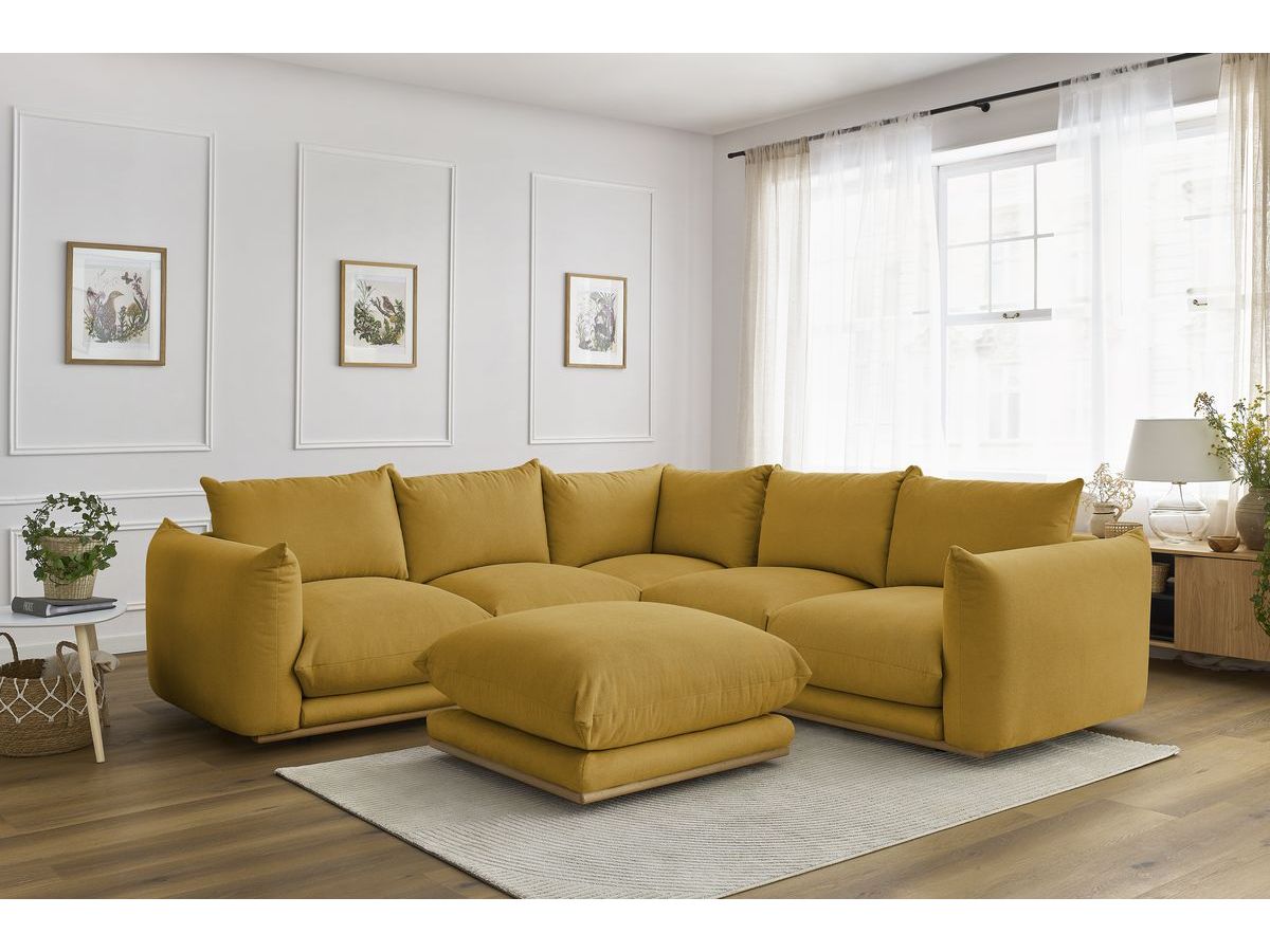 Bobochic Ernest Ecksofa mit Pouf Stoff Gelb
