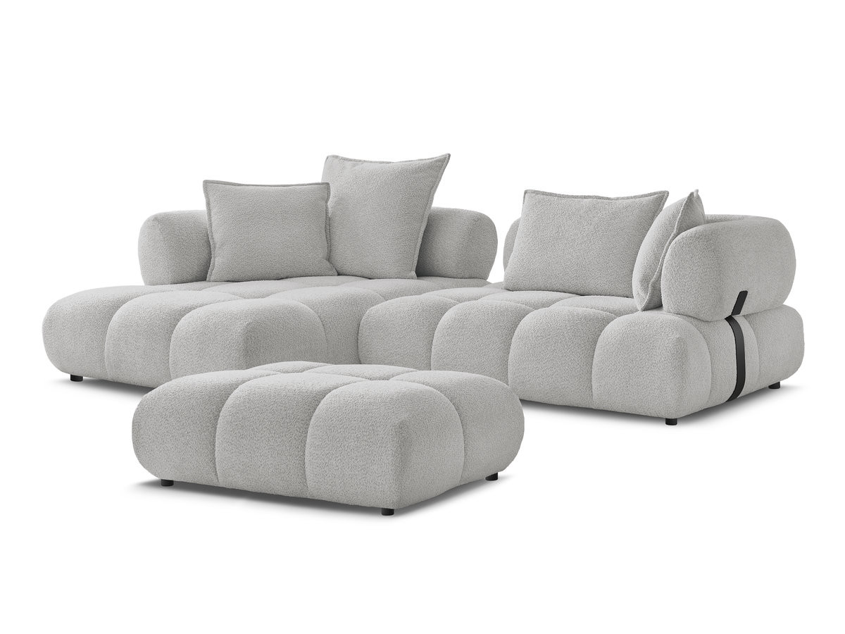 Bobochic Alya Ecksofa mit Pouf Bouclé-Stoff Hellgrau Ecke links